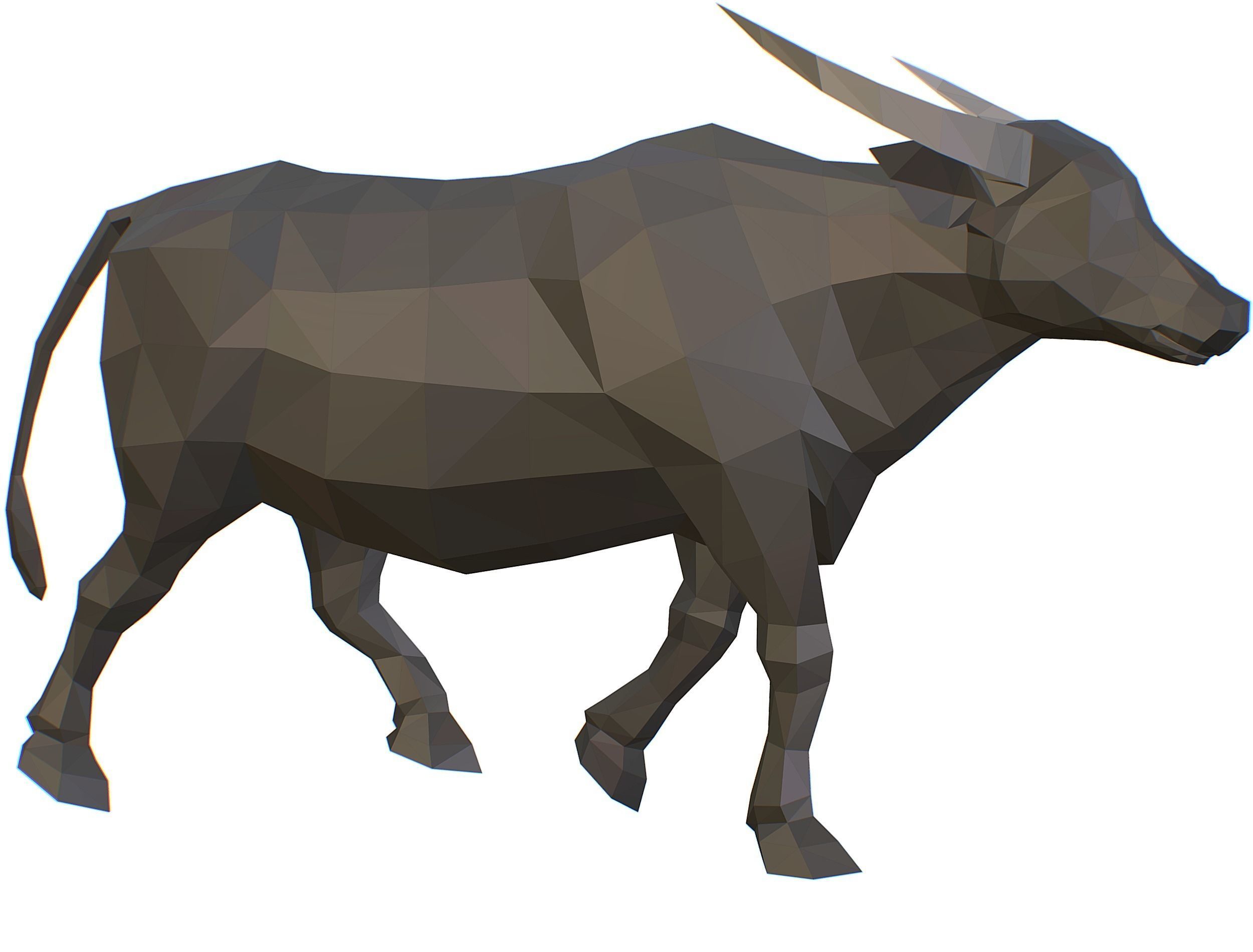 Animated Black Asian Bull Lowpoly Art Style Low-poly 3D model_7