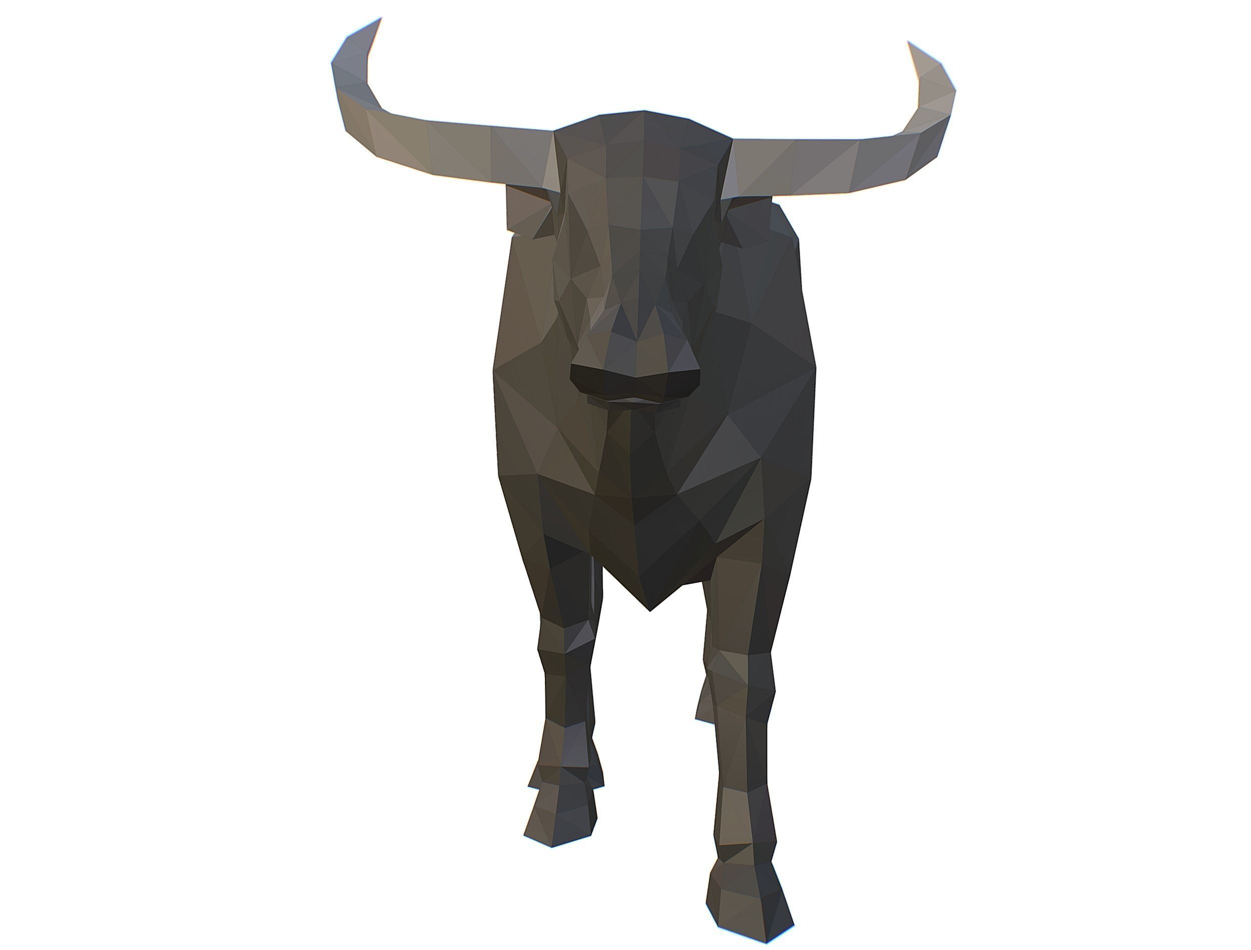 Animated Black Asian Bull Lowpoly Art Style Low-poly 3D model_34
