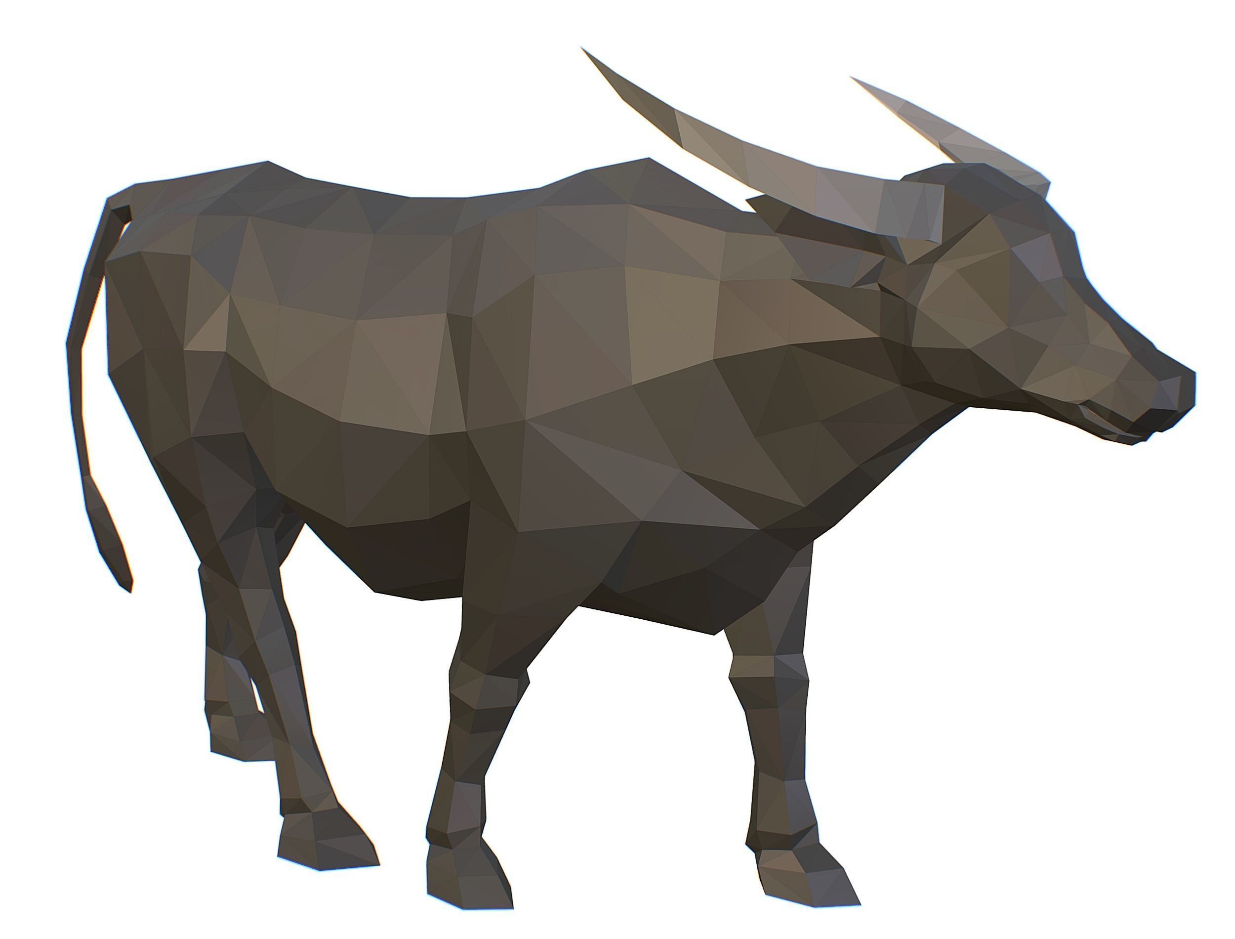 Animated Black Asian Bull Lowpoly Art Style Low-poly 3D model_12