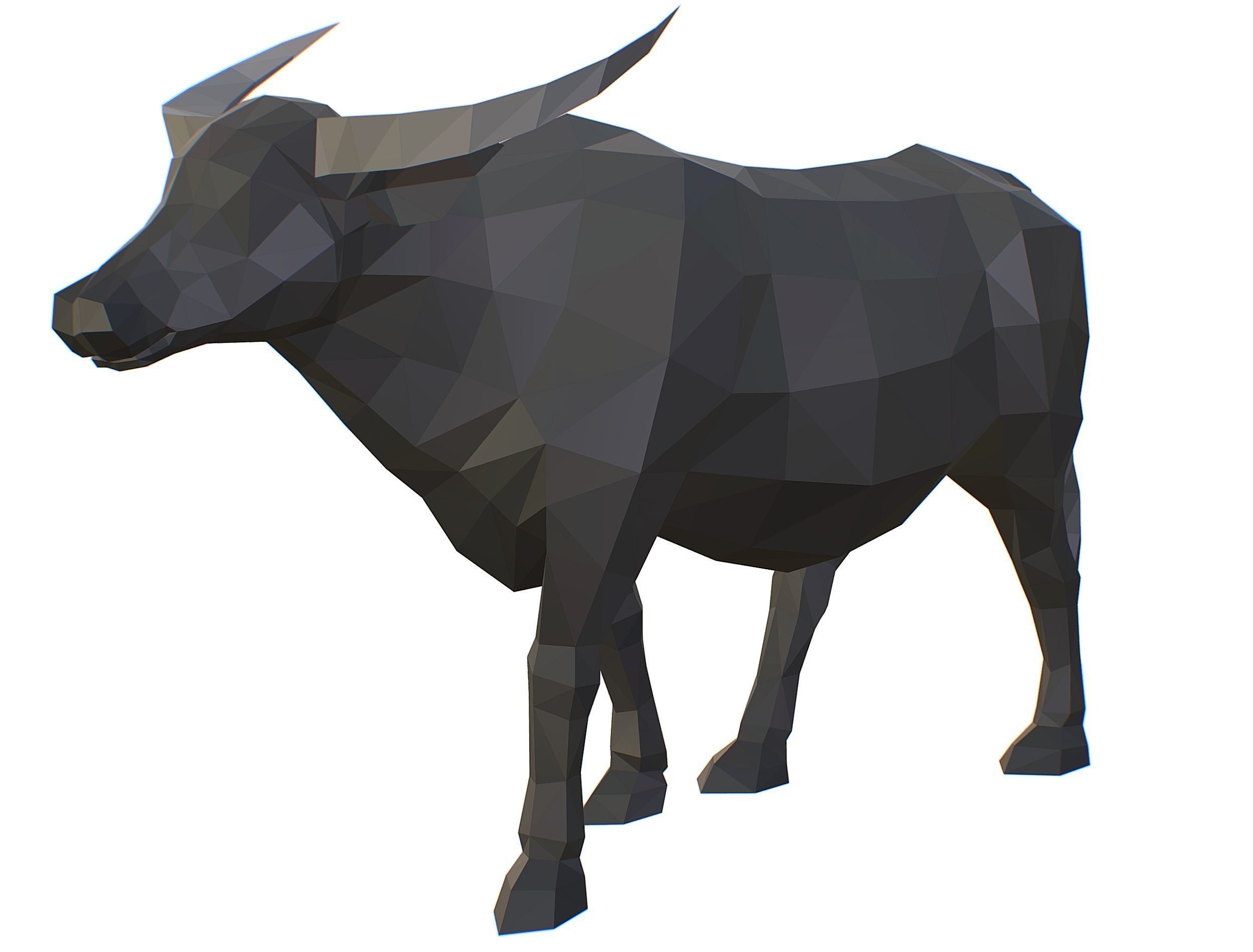 Animated Black Asian Bull Lowpoly Art Style Low-poly 3D model_19