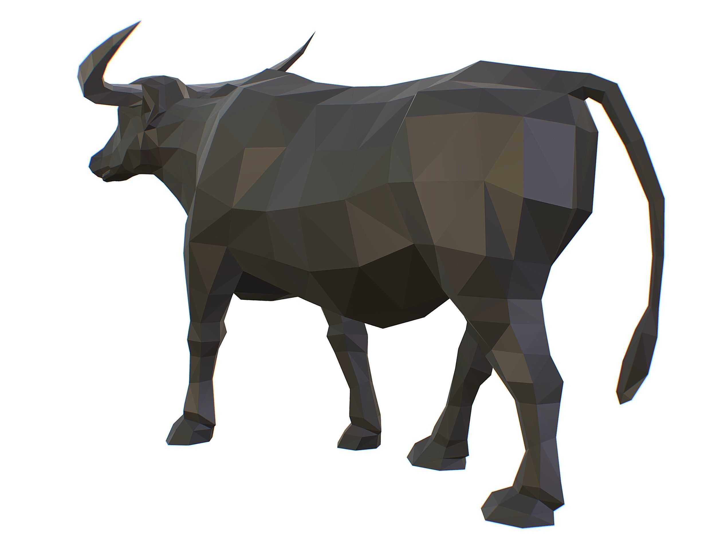 Animated Black Asian Bull Lowpoly Art Style Low-poly 3D model_25