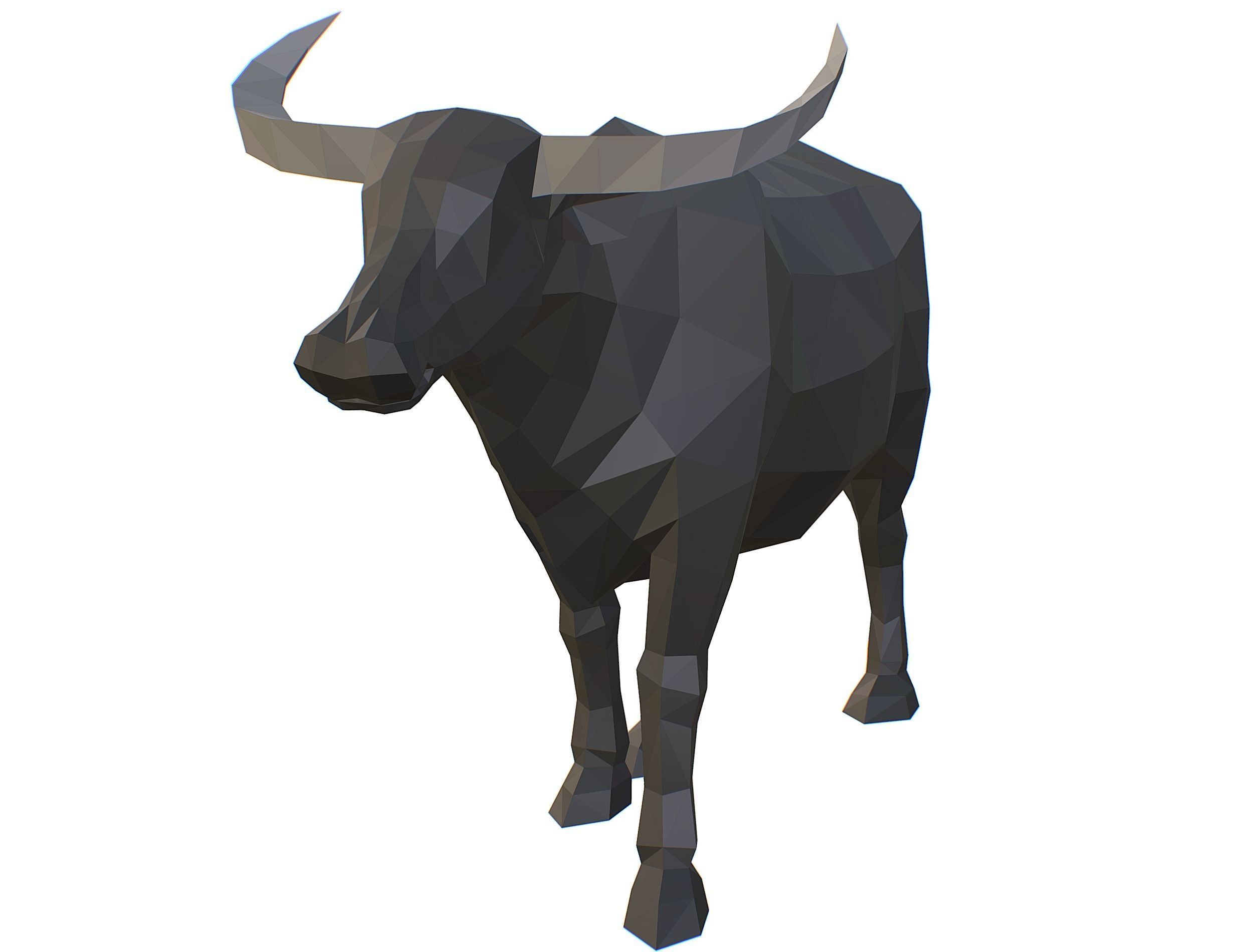 Animated Black Asian Bull Lowpoly Art Style Low-poly 3D model_17