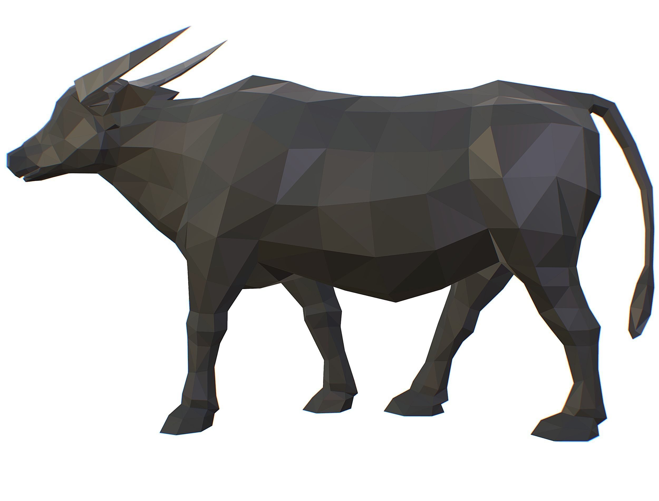 Animated Black Asian Bull Lowpoly Art Style Low-poly 3D model_23