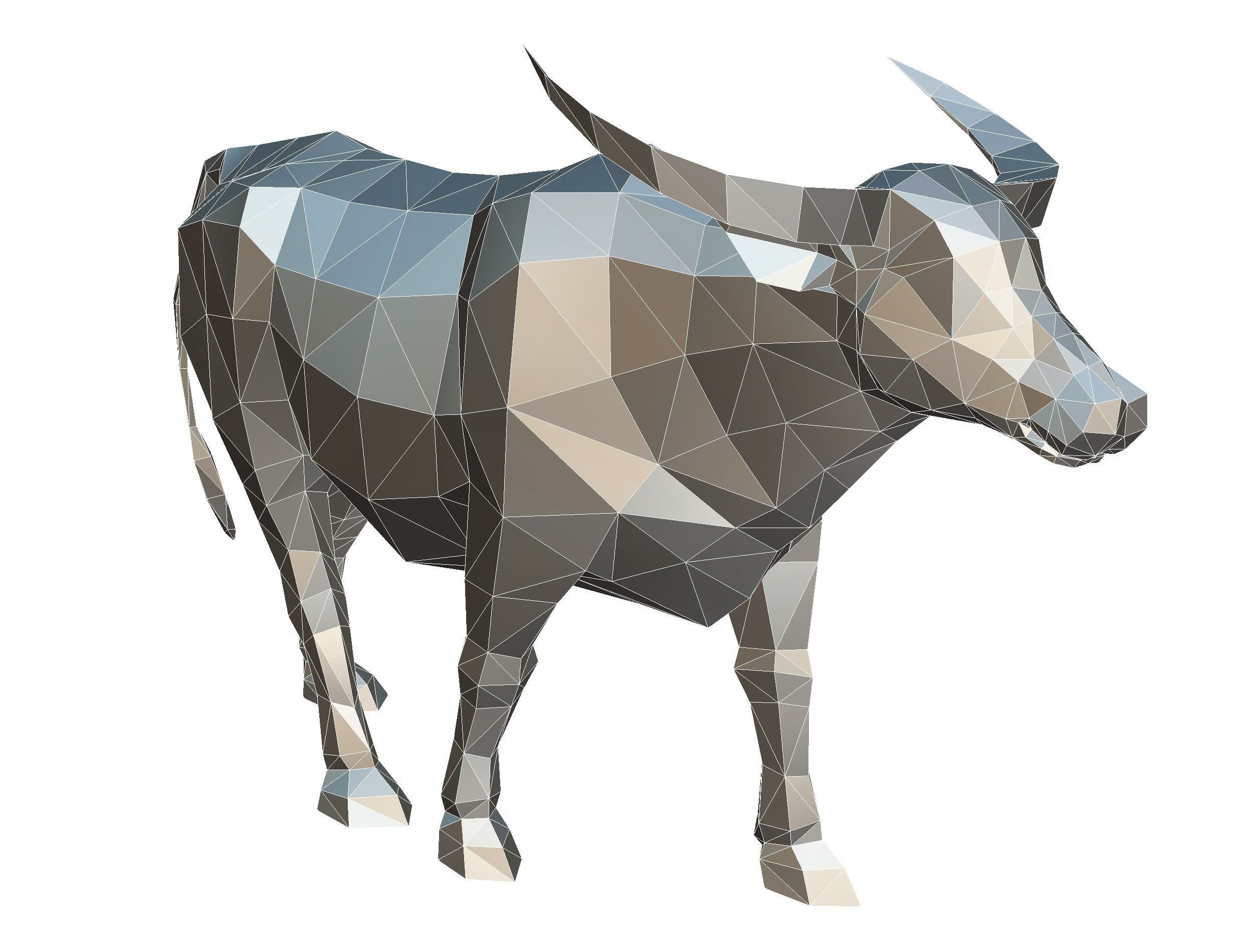 Animated Black Asian Bull Lowpoly Art Style Low-poly 3D model_42