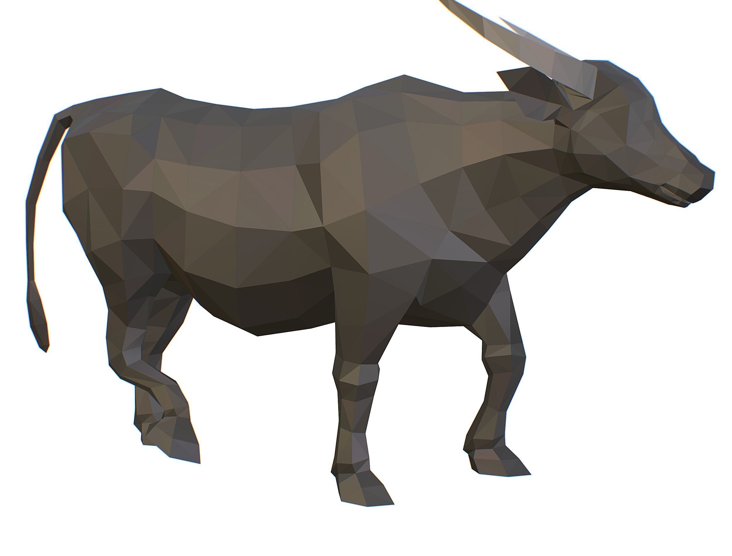 Animated Black Asian Bull Lowpoly Art Style Low-poly 3D model_10