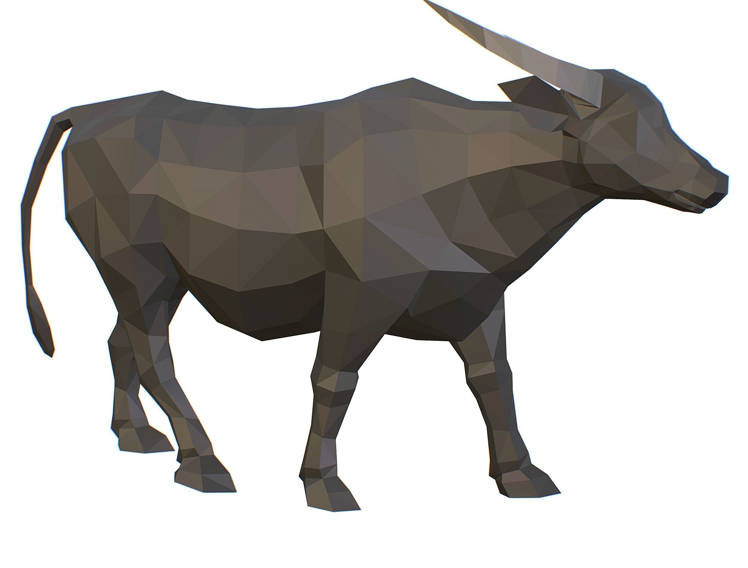 Animated Black Asian Bull Lowpoly Art Style Low-poly 3D model_11