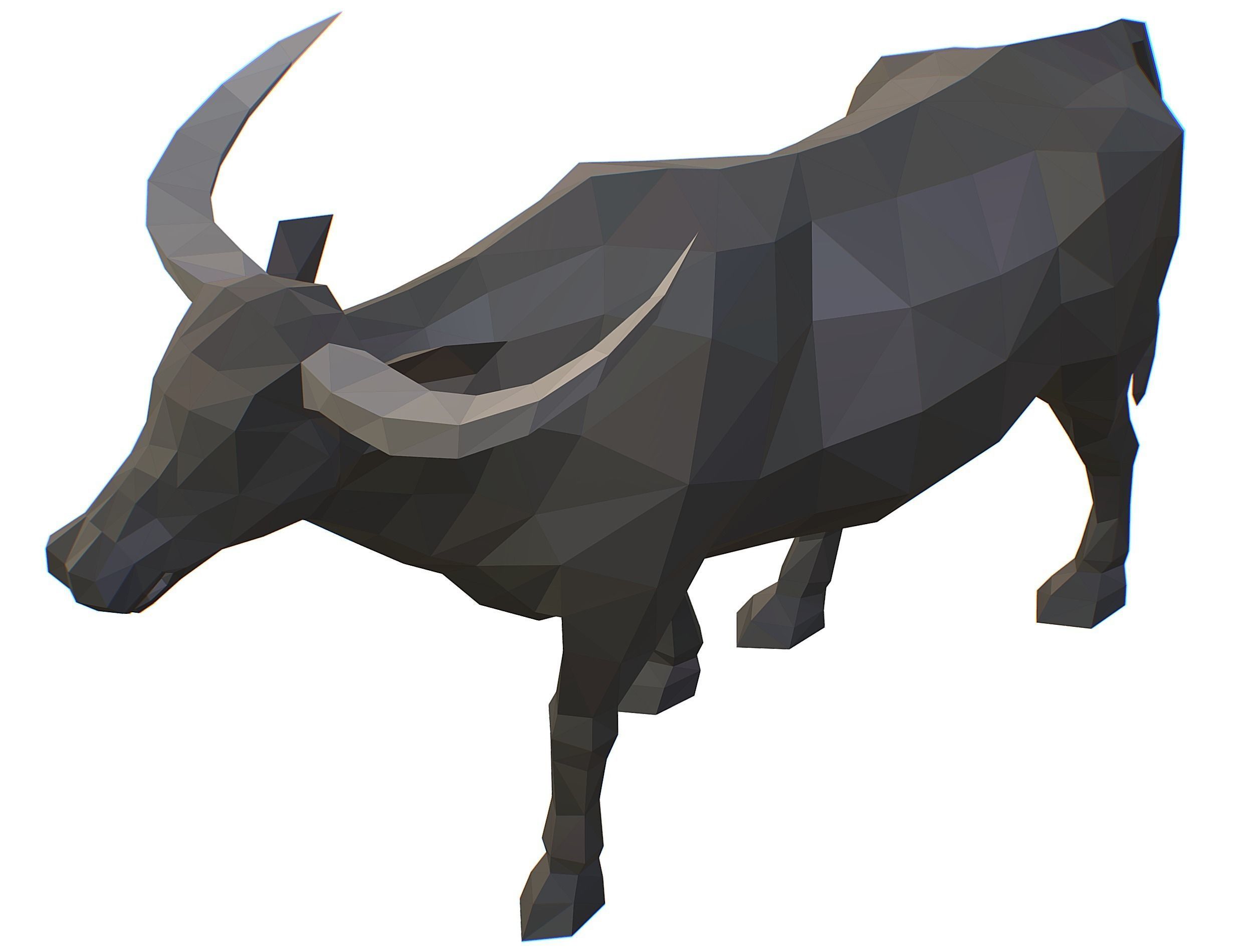 Animated Black Asian Bull Lowpoly Art Style Low-poly 3D model_37
