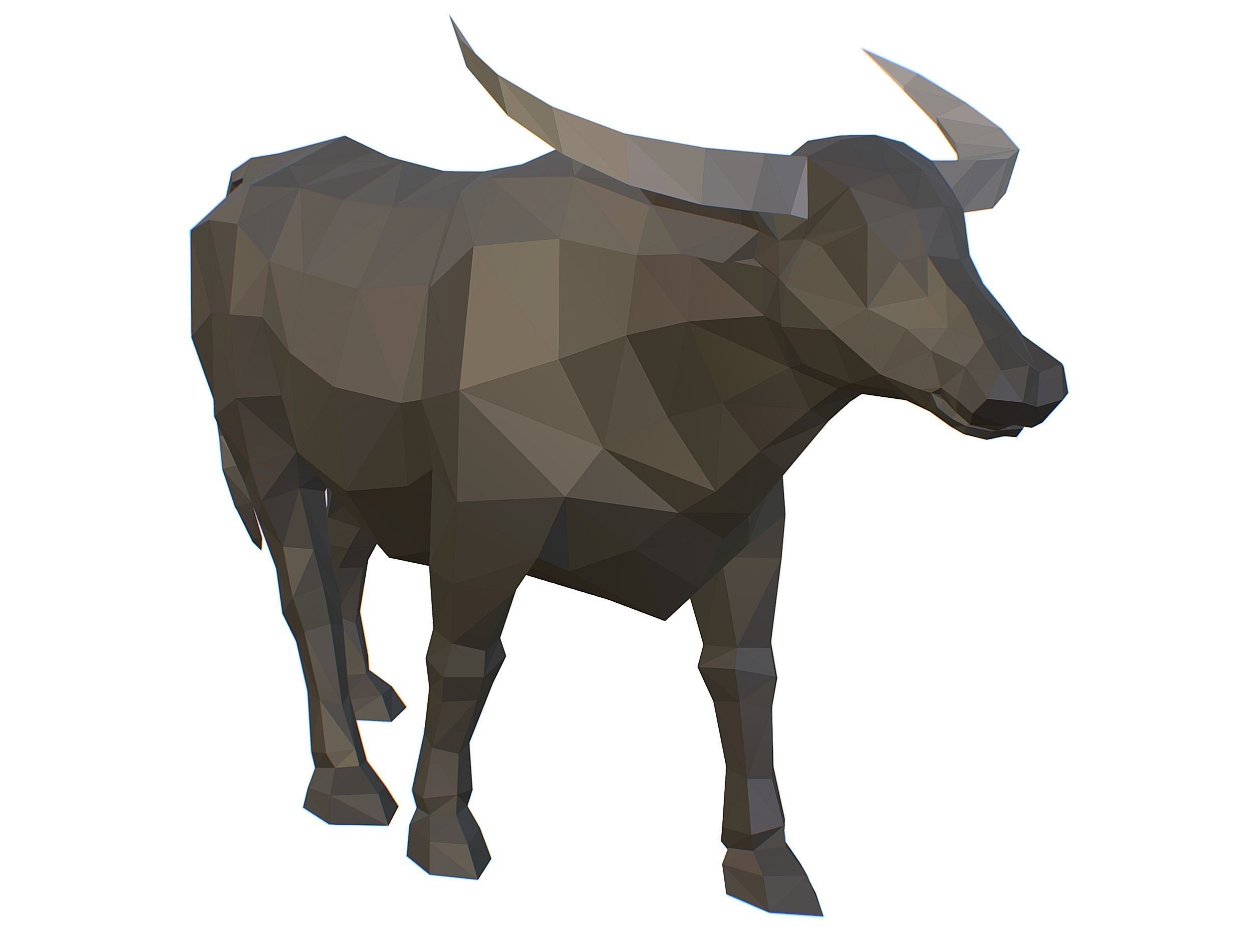 Animated Black Asian Bull Lowpoly Art Style Low-poly 3D model_13