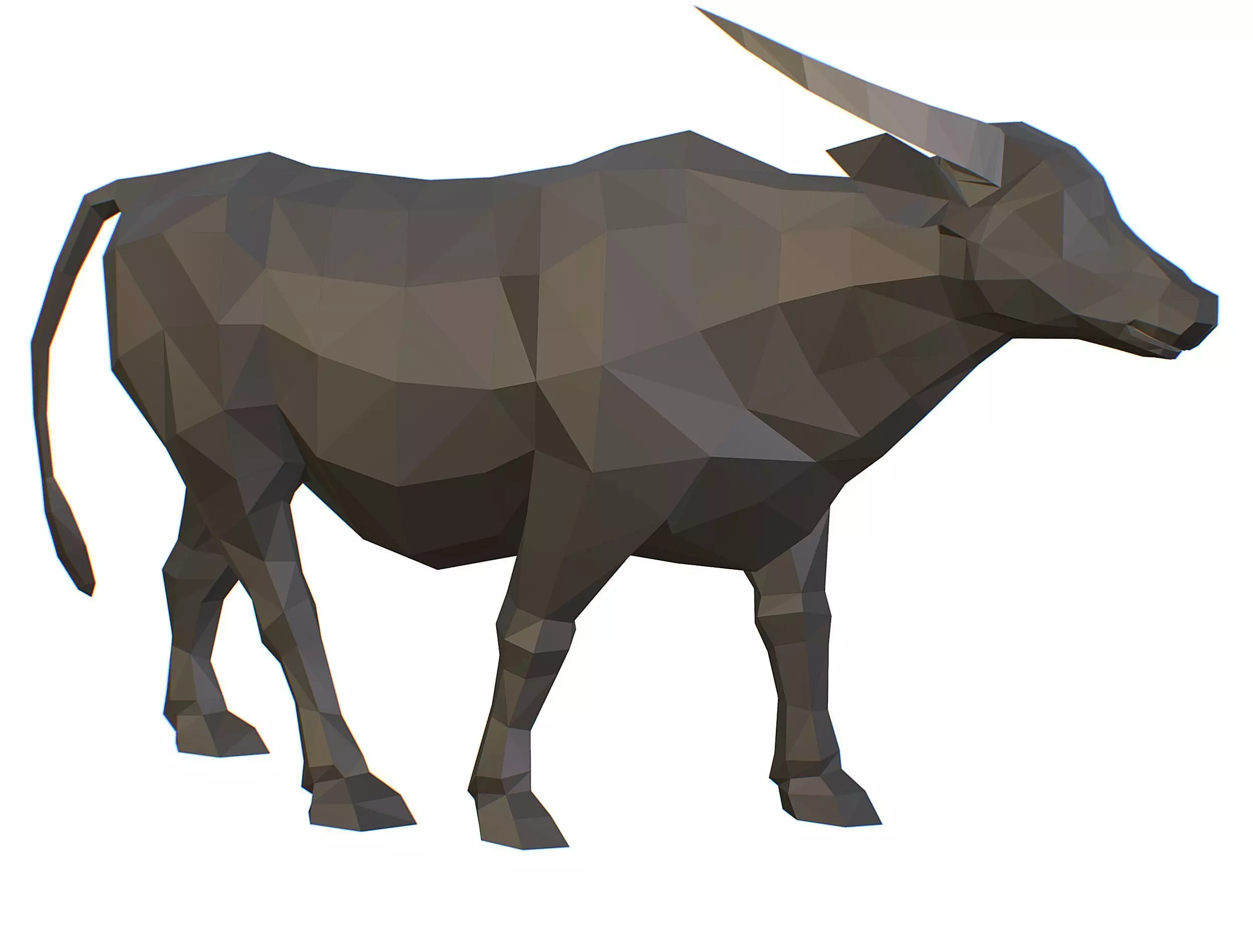 Animated Black Asian Bull Lowpoly Art Style Low-poly 3D model_0