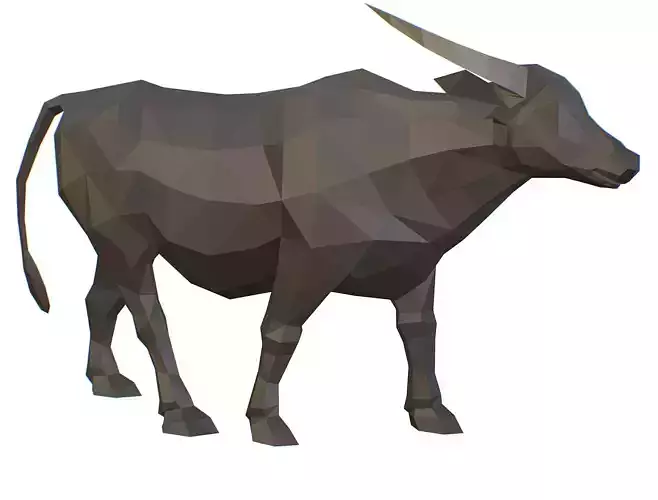 Animated Black Asian Bull Lowpoly Art Style