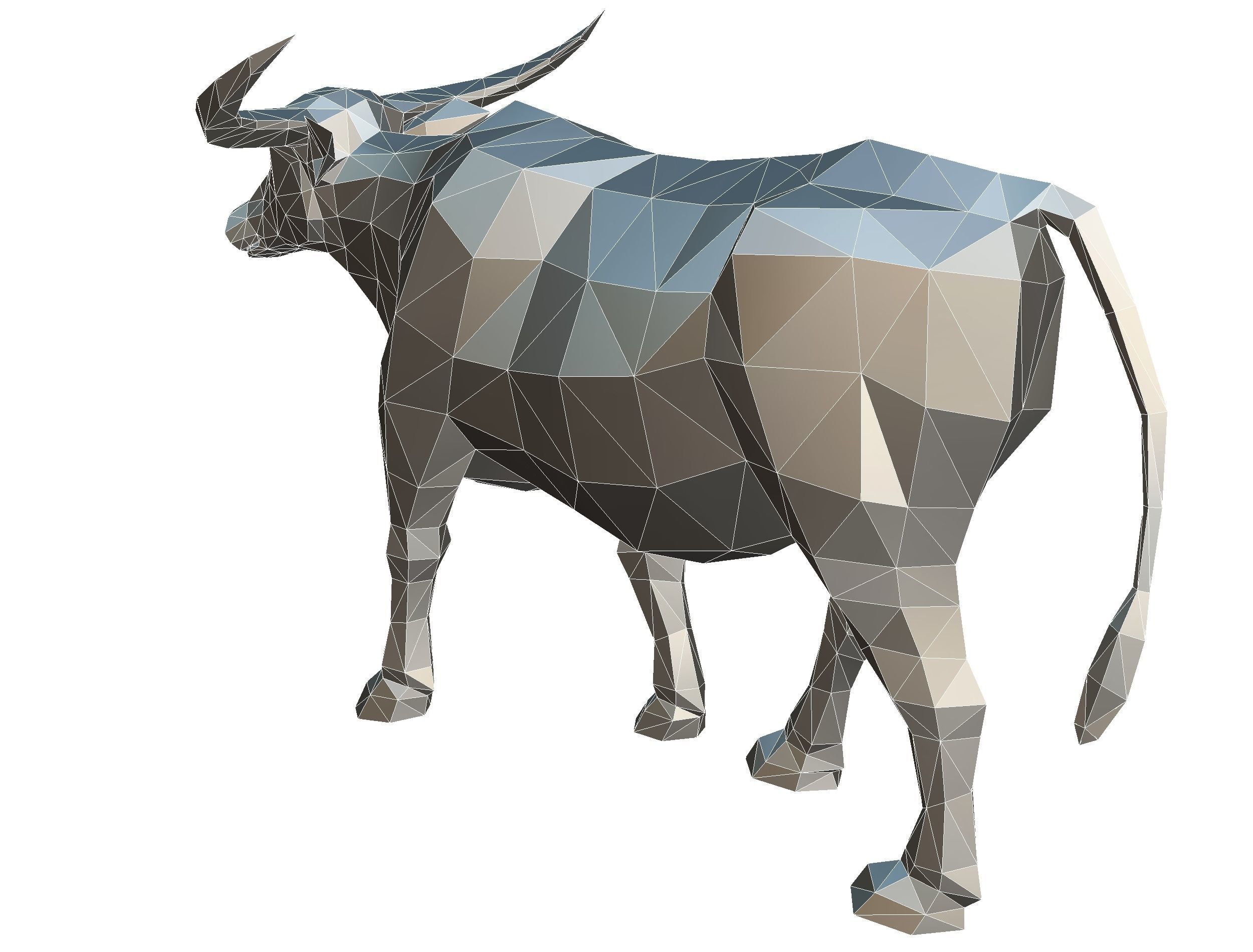 Animated Black Asian Bull Lowpoly Art Style Low-poly 3D model_44