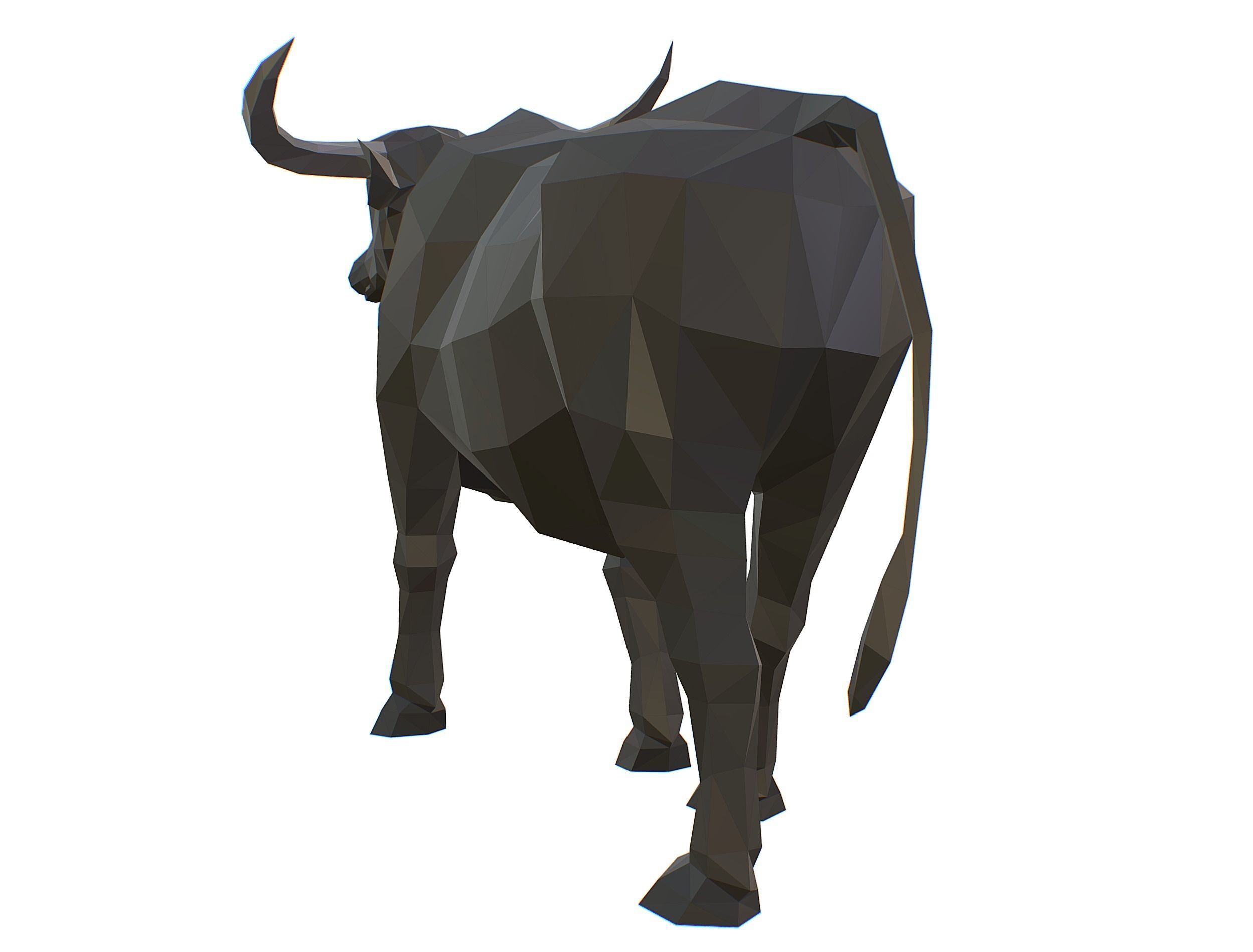Animated Black Asian Bull Lowpoly Art Style Low-poly 3D model_26
