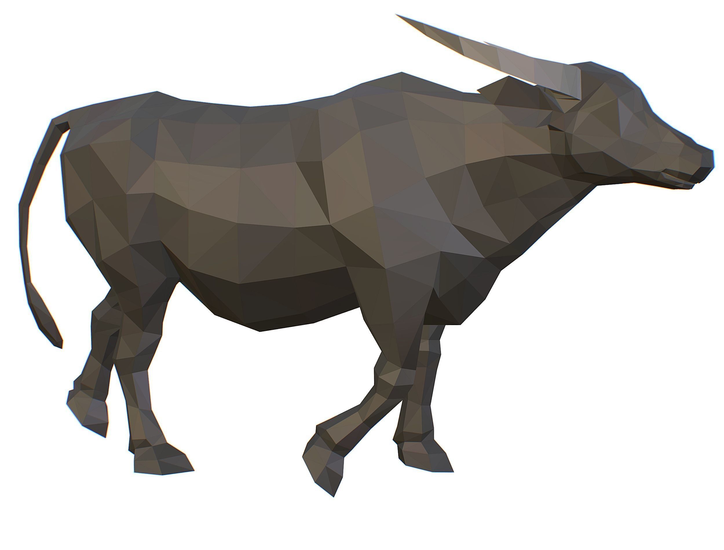 Animated Black Asian Bull Lowpoly Art Style Low-poly 3D model_2