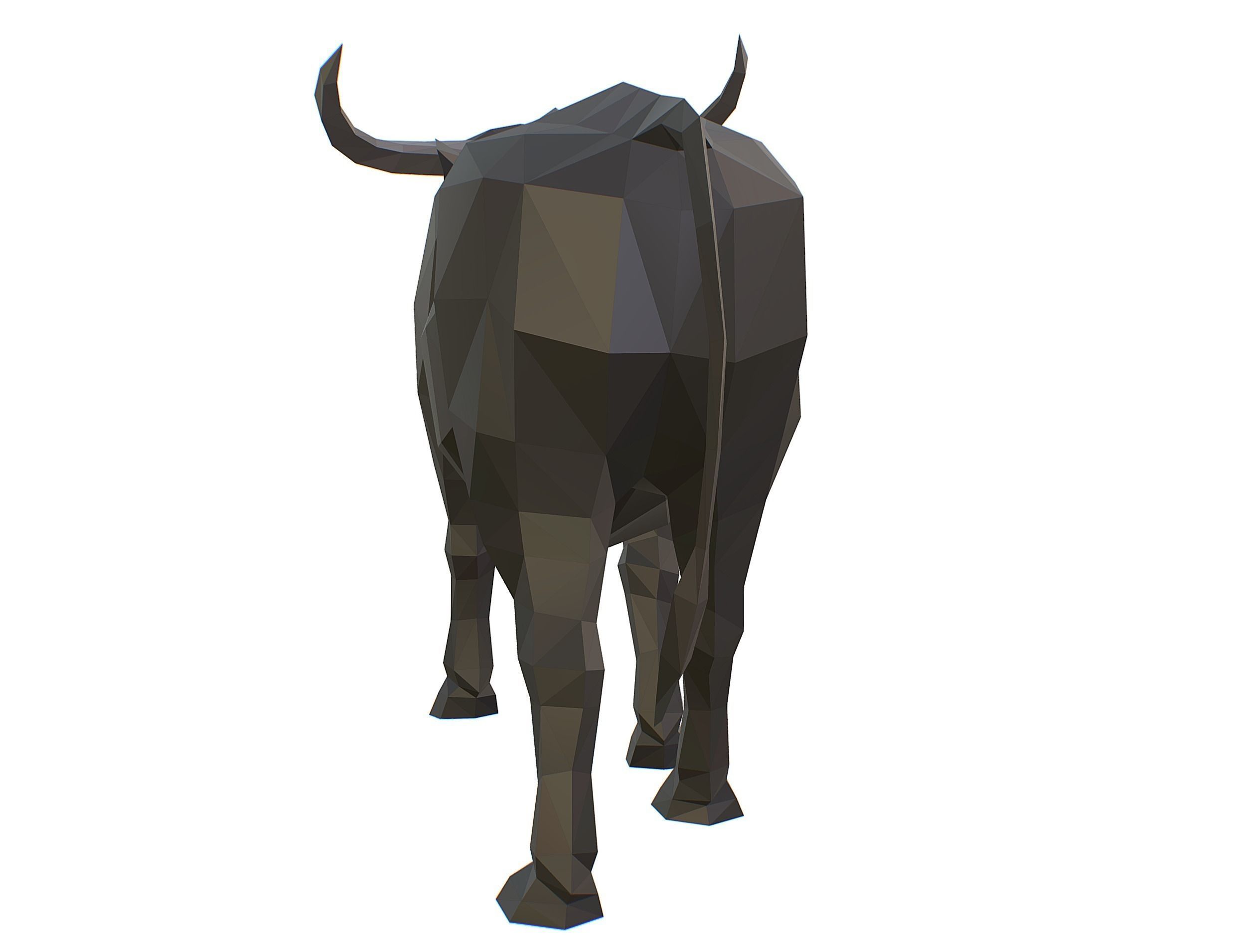 Animated Black Asian Bull Lowpoly Art Style Low-poly 3D model_27