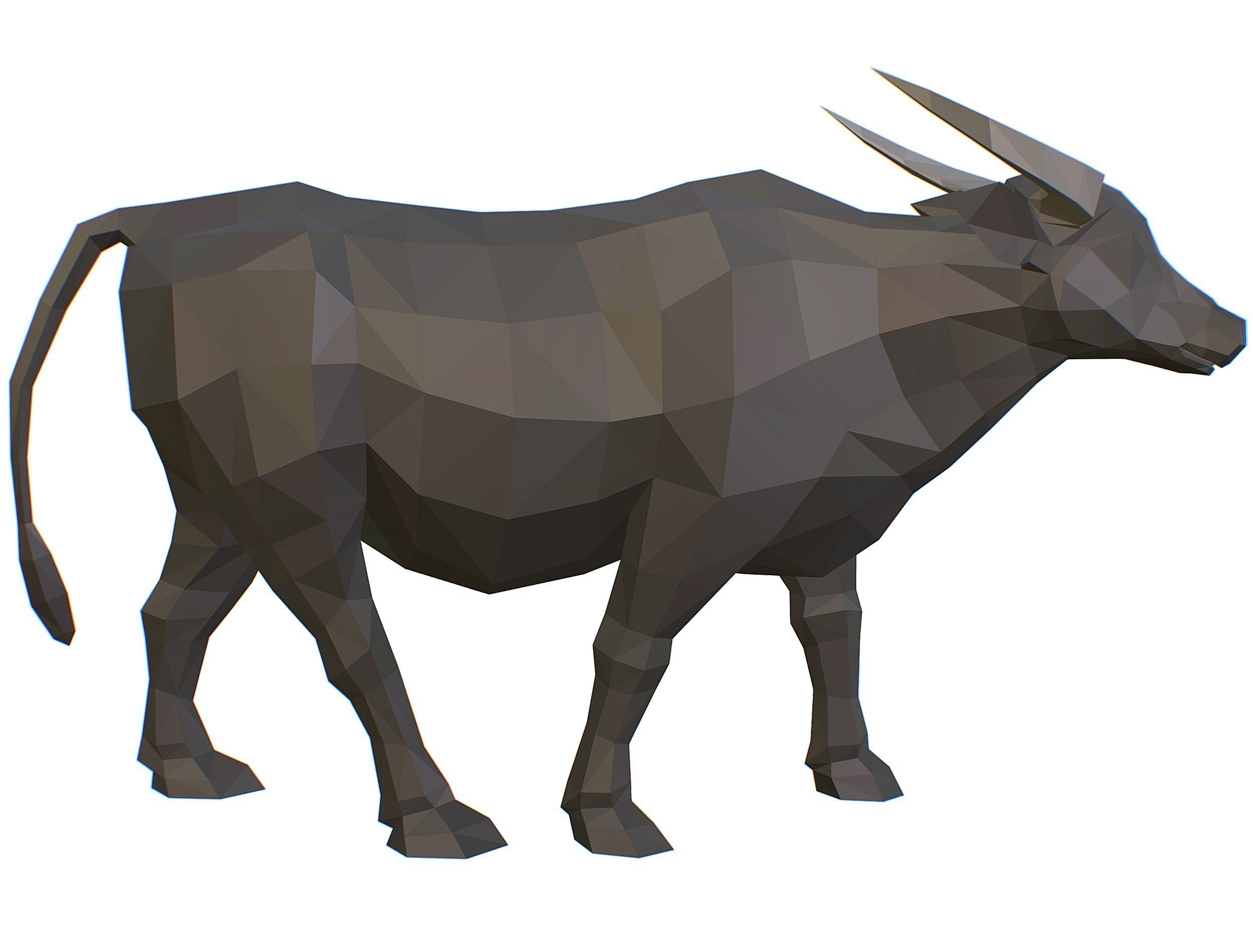 Animated Black Asian Bull Lowpoly Art Style Low-poly 3D model_33