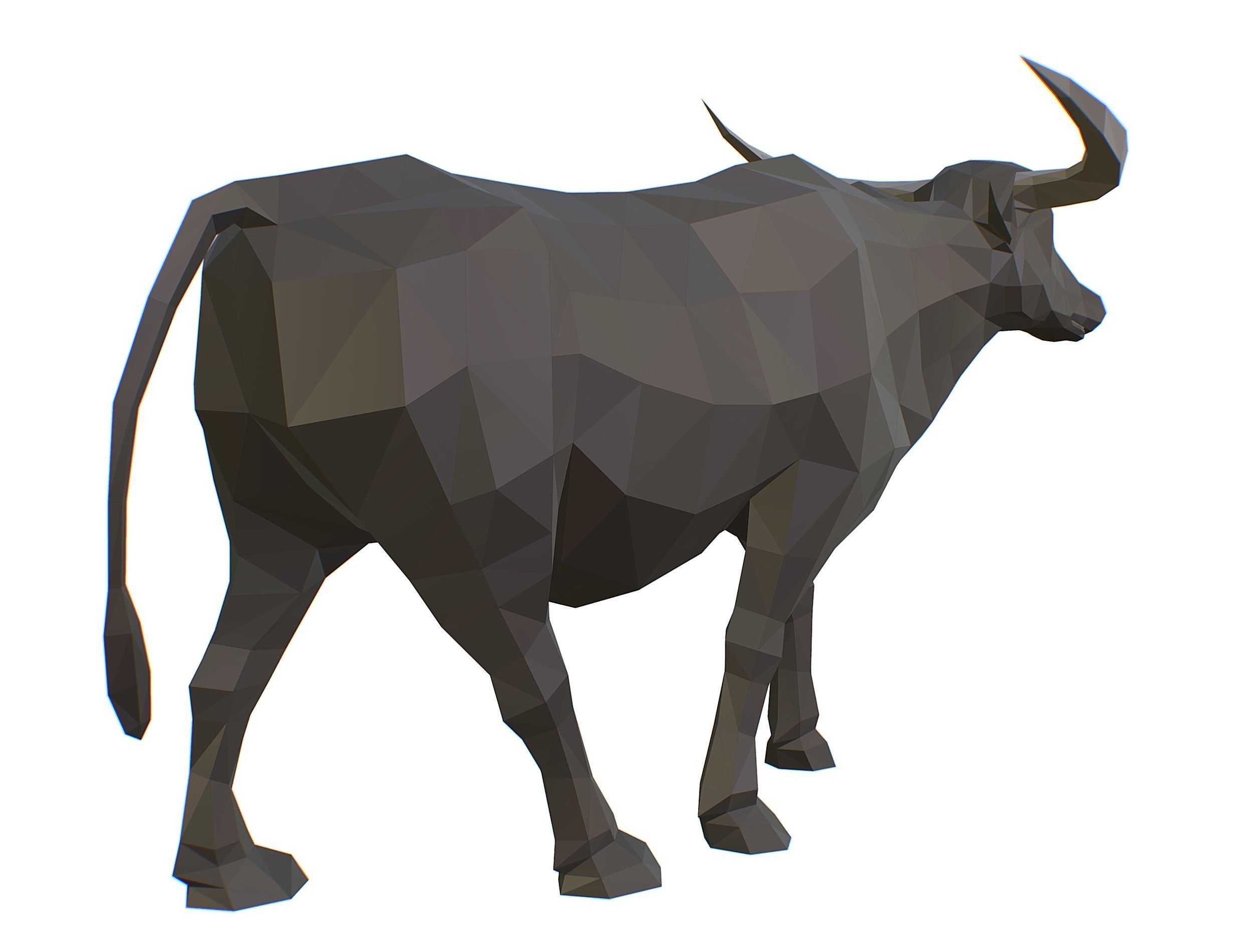 Animated Black Asian Bull Lowpoly Art Style Low-poly 3D model_30