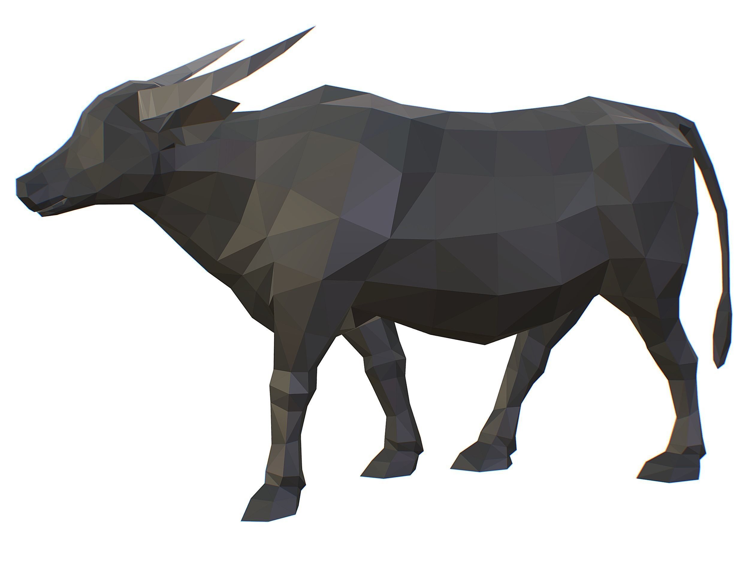 Animated Black Asian Bull Lowpoly Art Style Low-poly 3D model_21