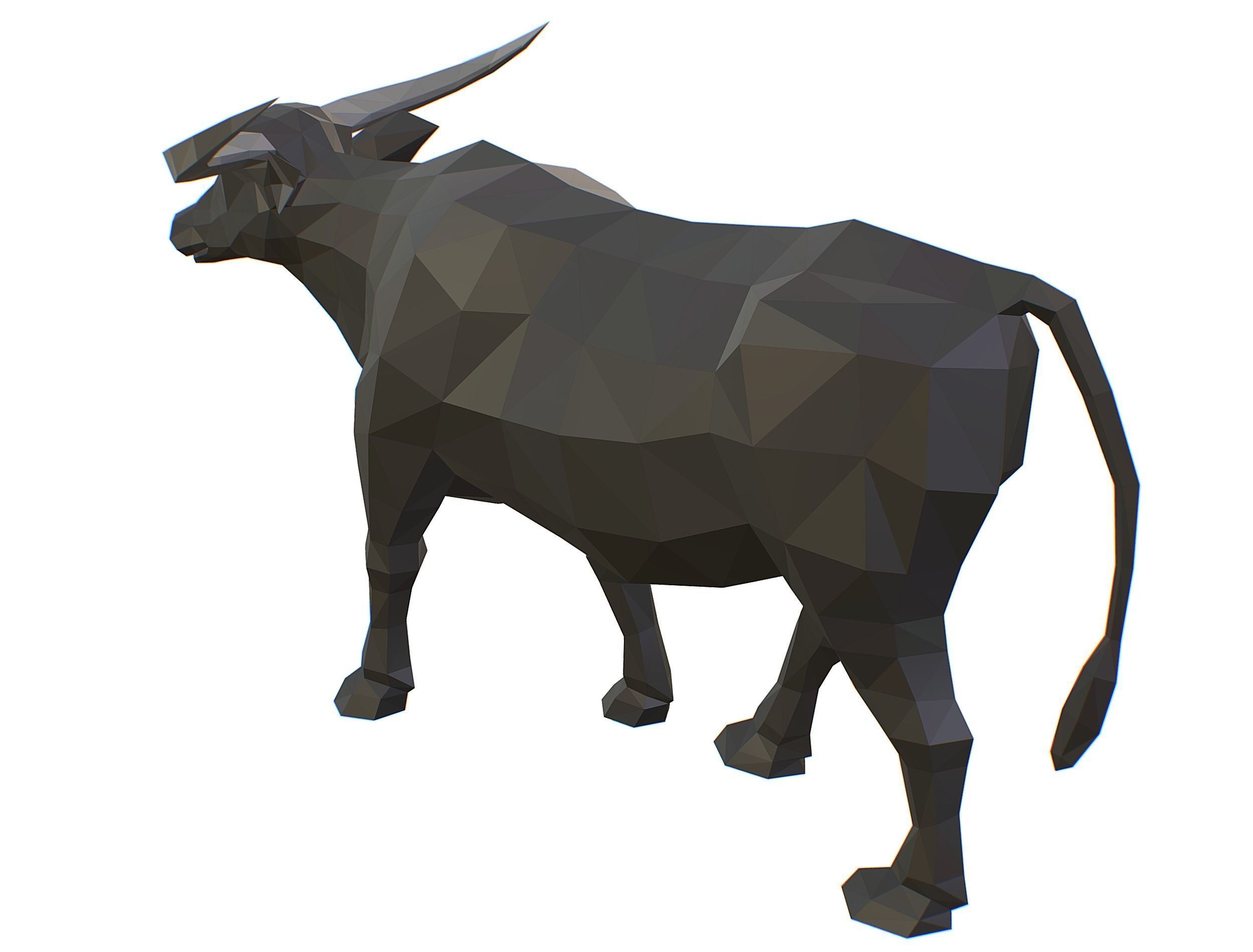 Animated Black Asian Bull Lowpoly Art Style Low-poly 3D model_40