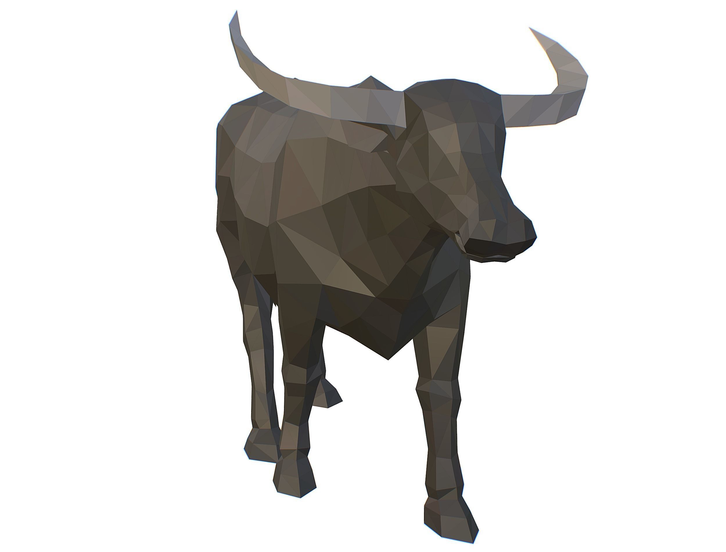 Animated Black Asian Bull Lowpoly Art Style Low-poly 3D model_14