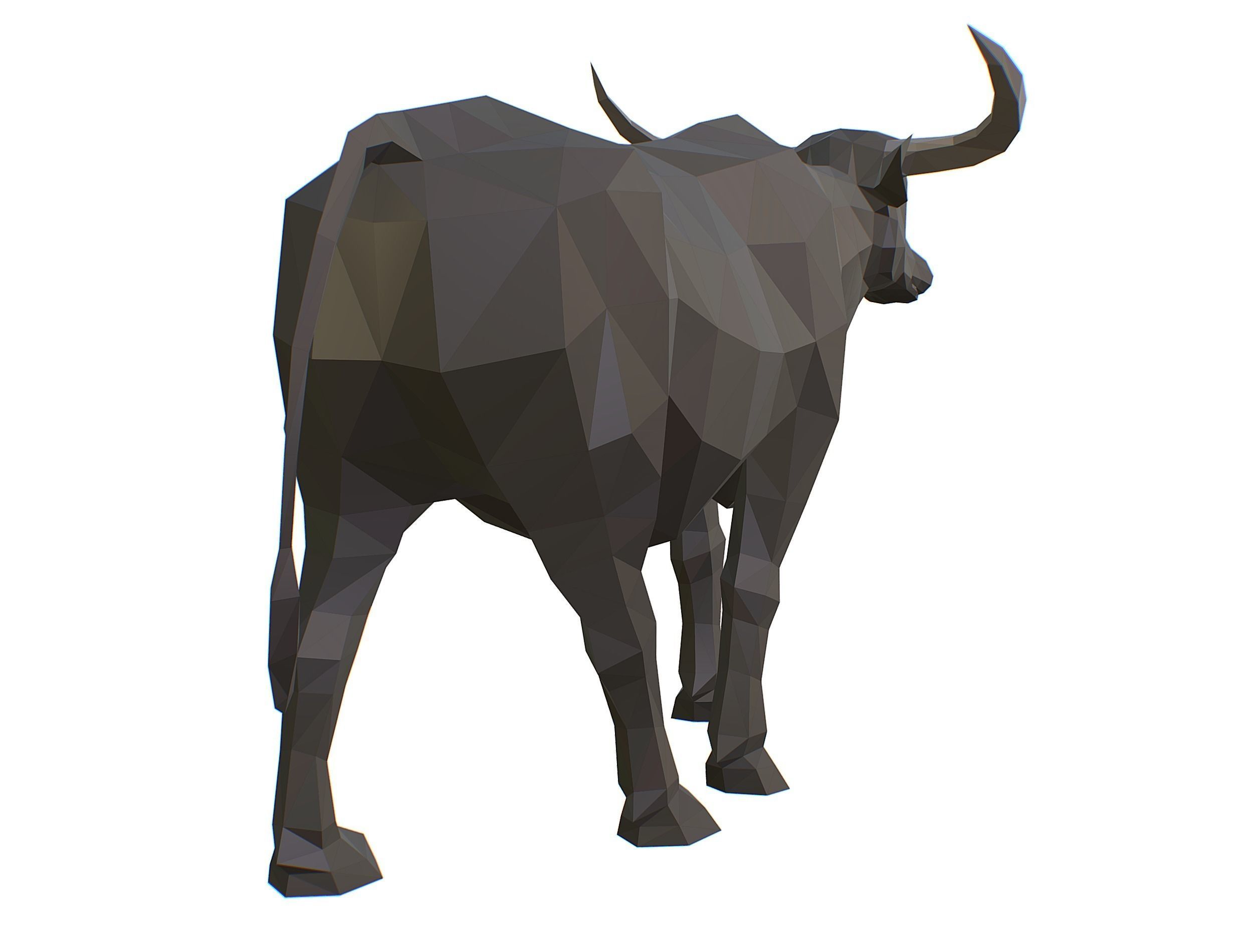 Animated Black Asian Bull Lowpoly Art Style Low-poly 3D model_29