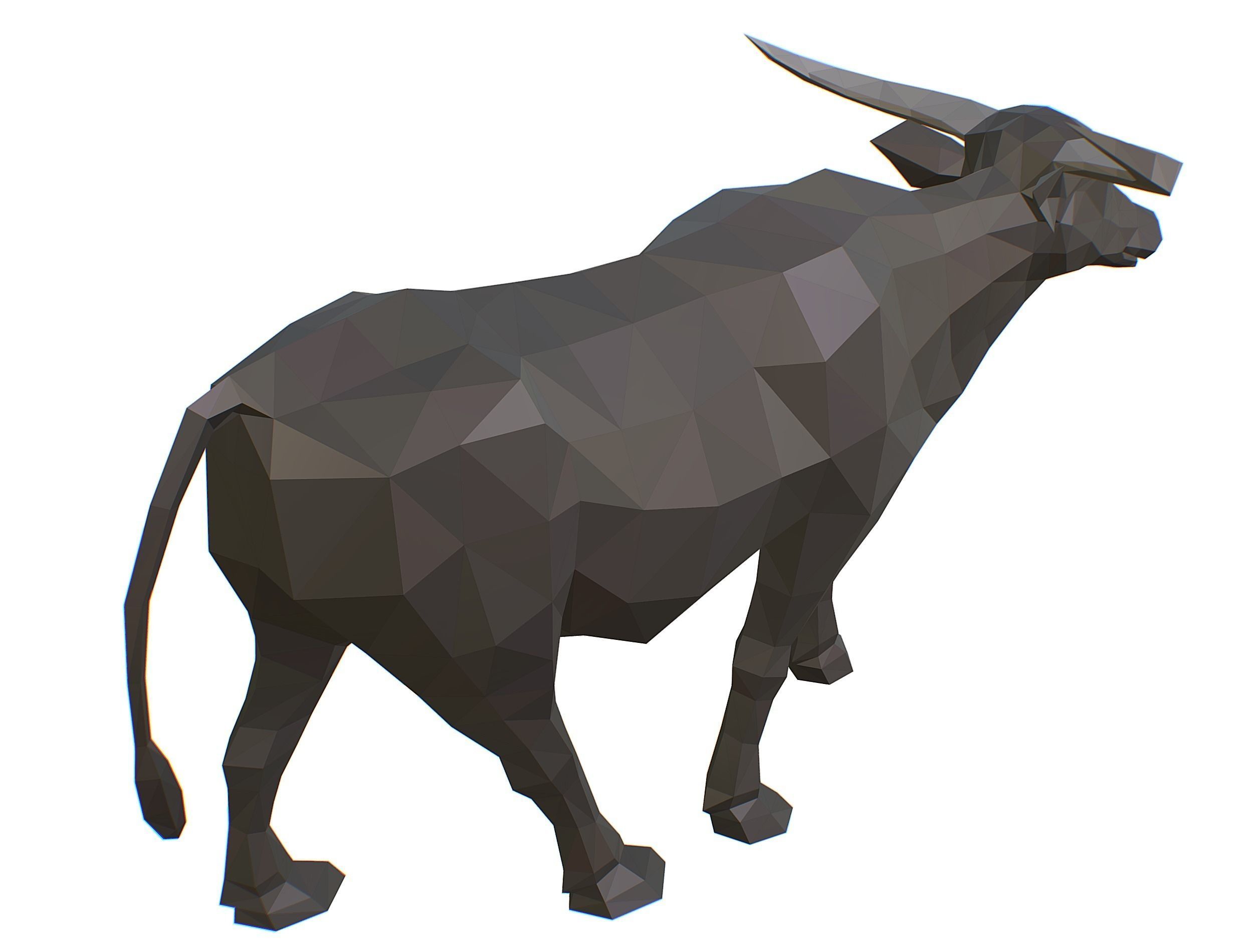 Animated Black Asian Bull Lowpoly Art Style Low-poly 3D model_39