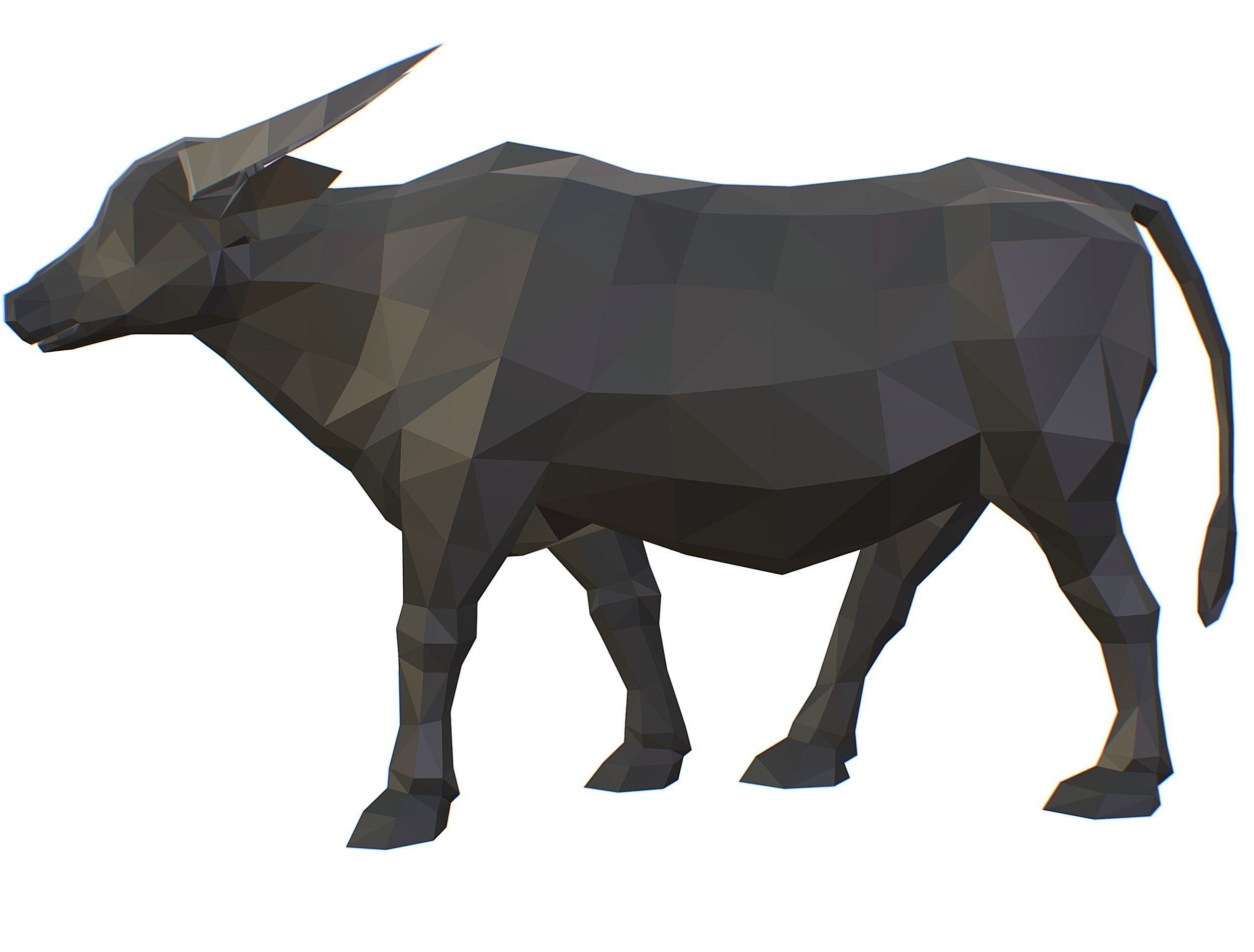 Animated Black Asian Bull Lowpoly Art Style Low-poly 3D model_22
