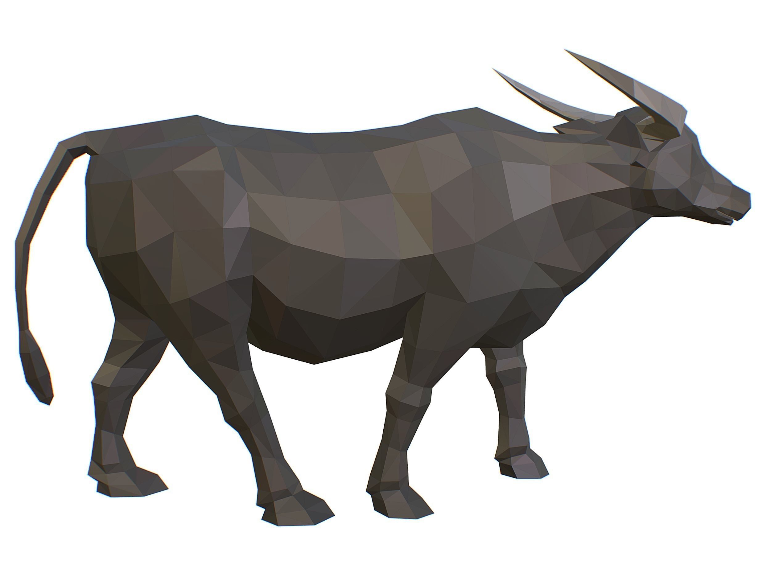 Animated Black Asian Bull Lowpoly Art Style Low-poly 3D model_32