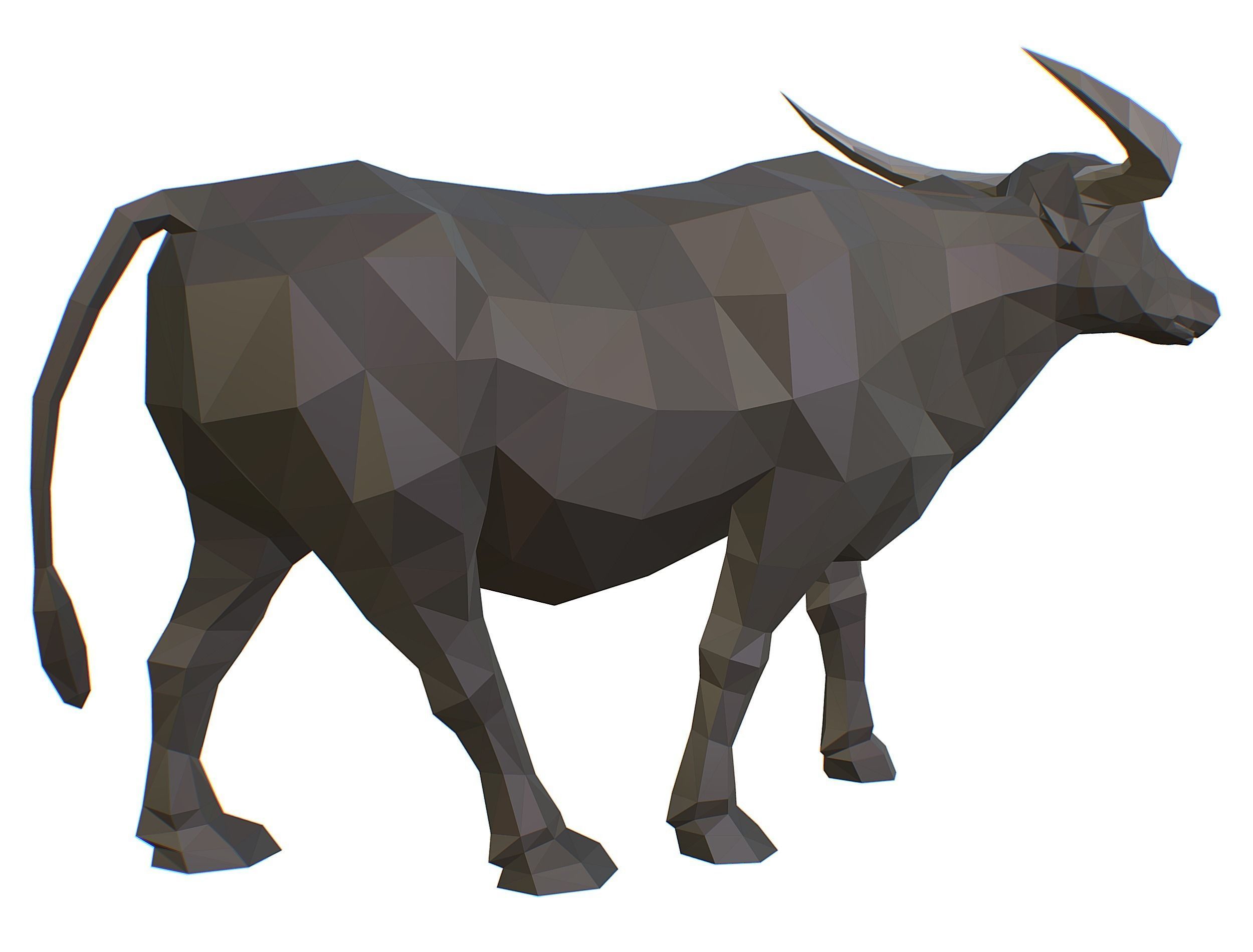 Animated Black Asian Bull Lowpoly Art Style Low-poly 3D model_31
