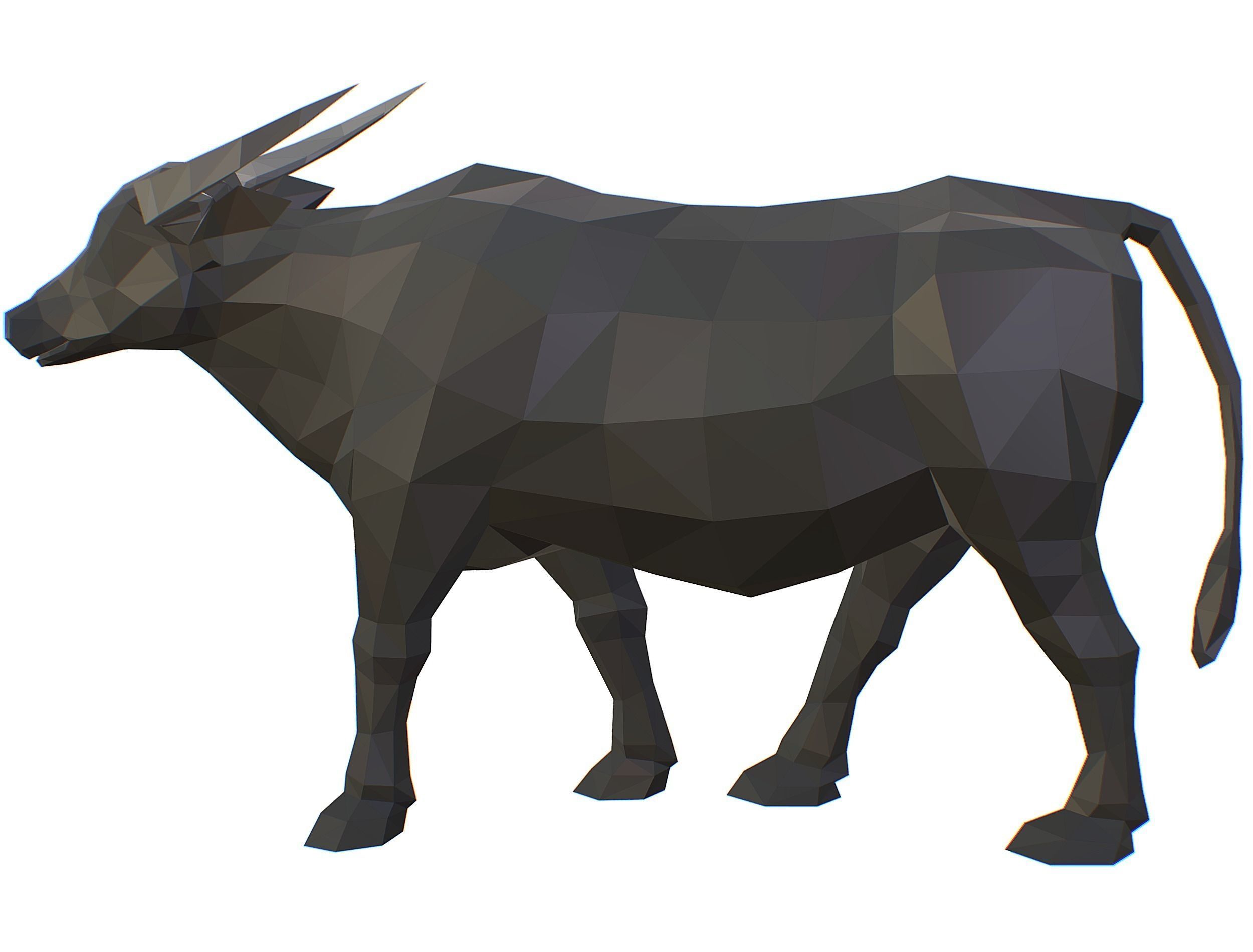 Animated Black Asian Bull Lowpoly Art Style Low-poly 3D model_35