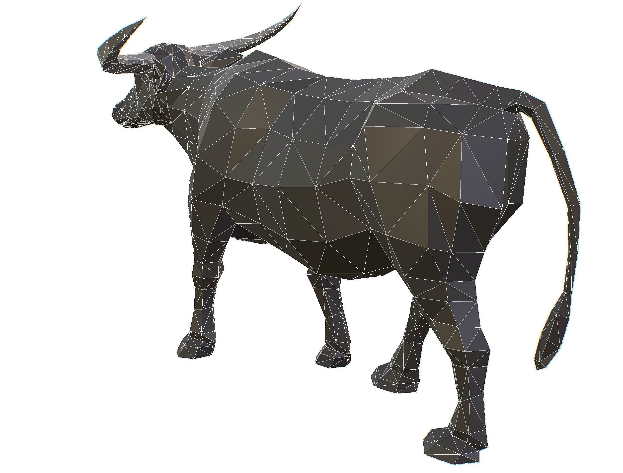Animated Black Asian Bull Lowpoly Art Style Low-poly 3D model_43