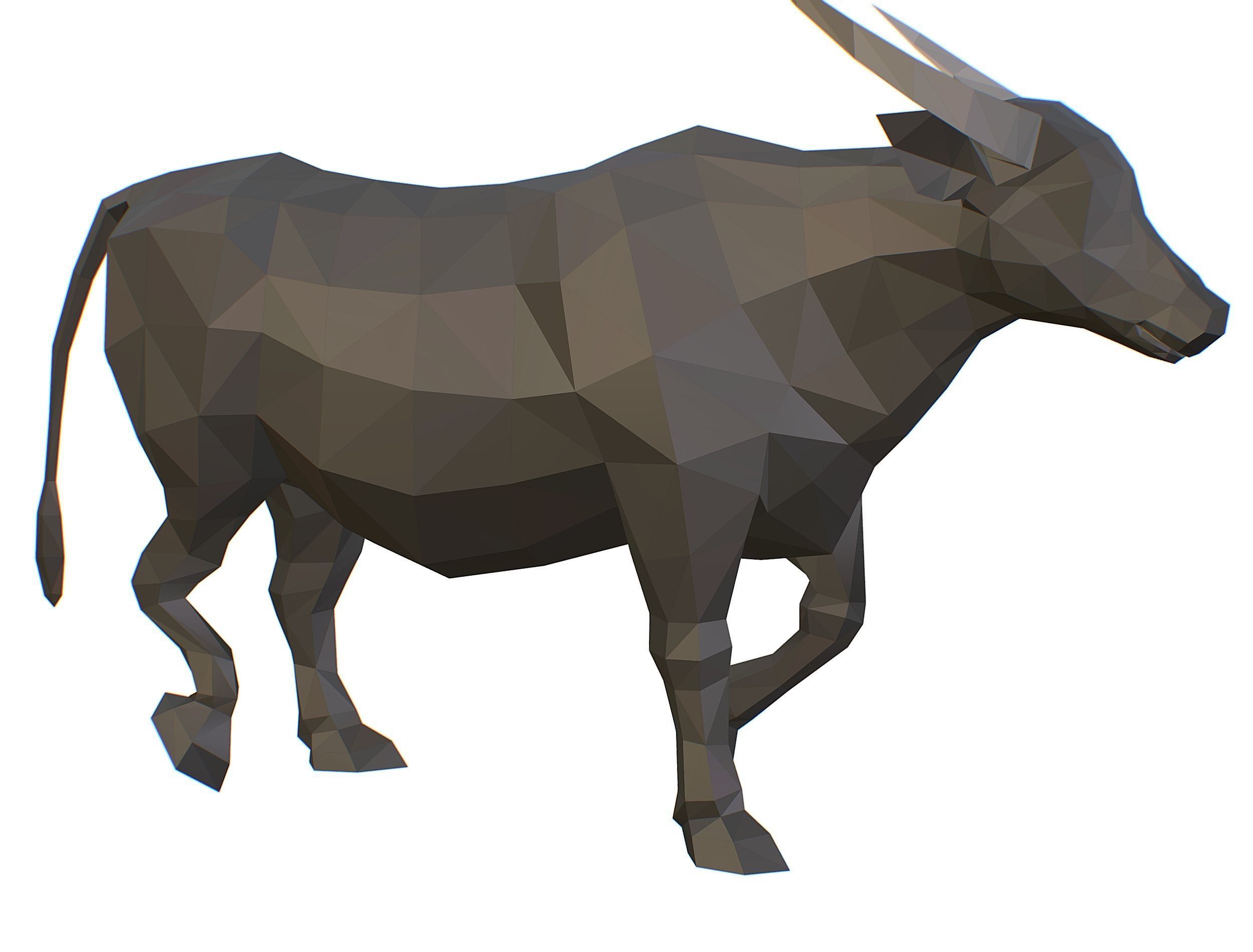Animated Black Asian Bull Lowpoly Art Style Low-poly 3D model_9