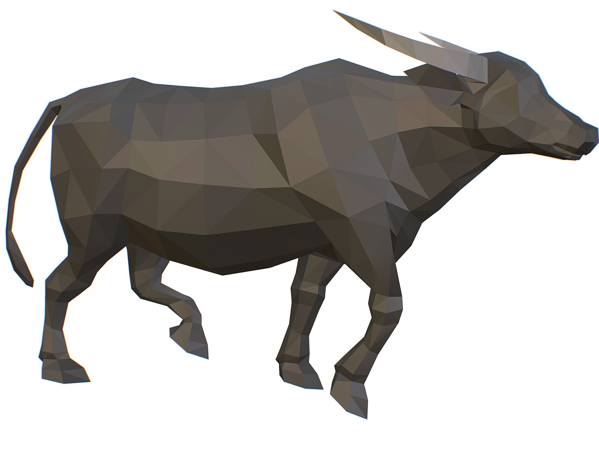 Animated Black Asian Bull Lowpoly Art Style Low-poly 3D model_6