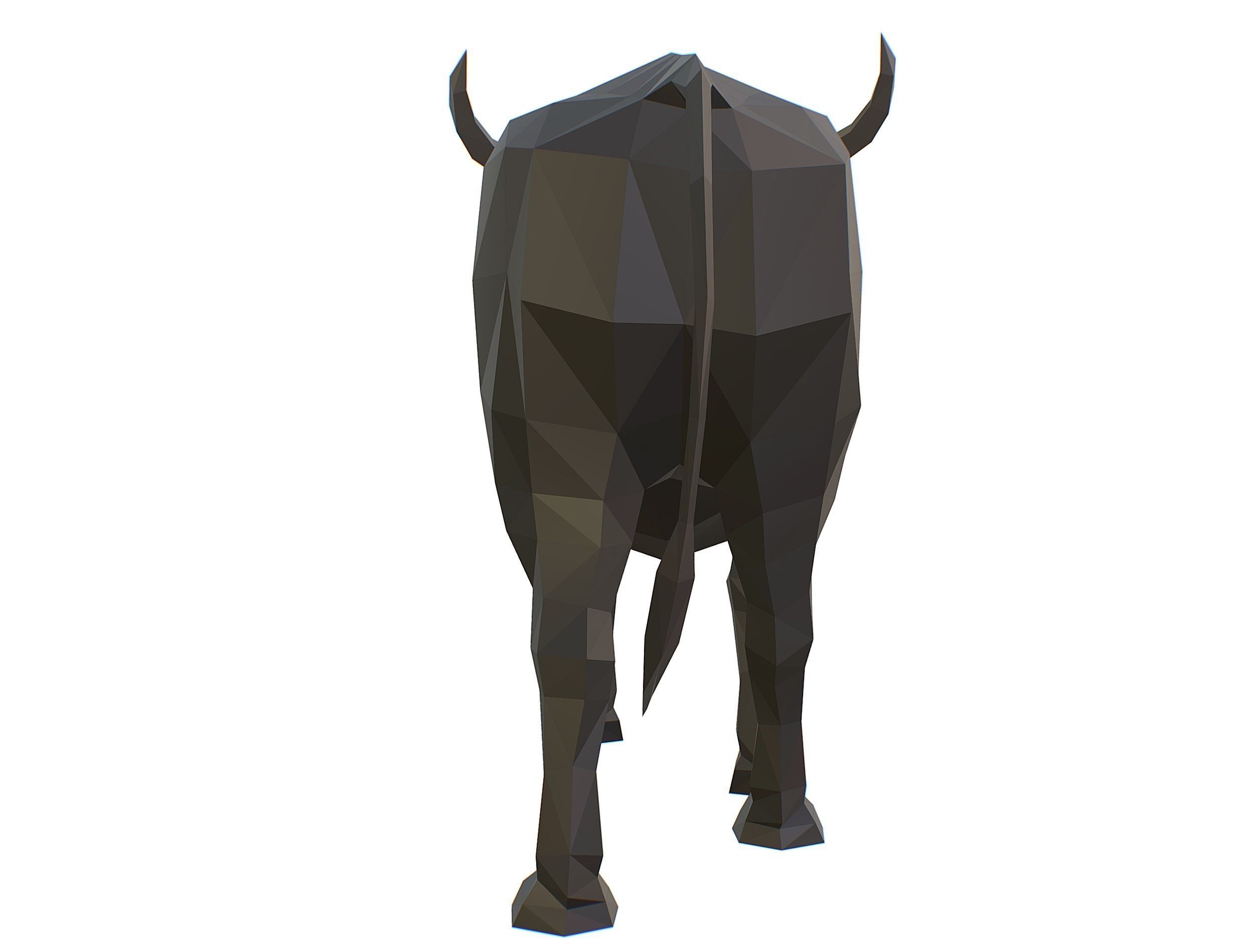 Animated Black Asian Bull Lowpoly Art Style Low-poly 3D model_36