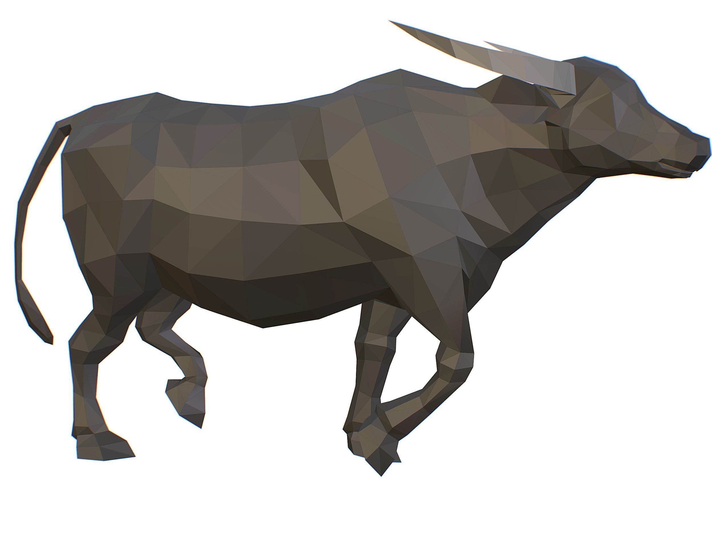 Animated Black Asian Bull Lowpoly Art Style Low-poly 3D model_5