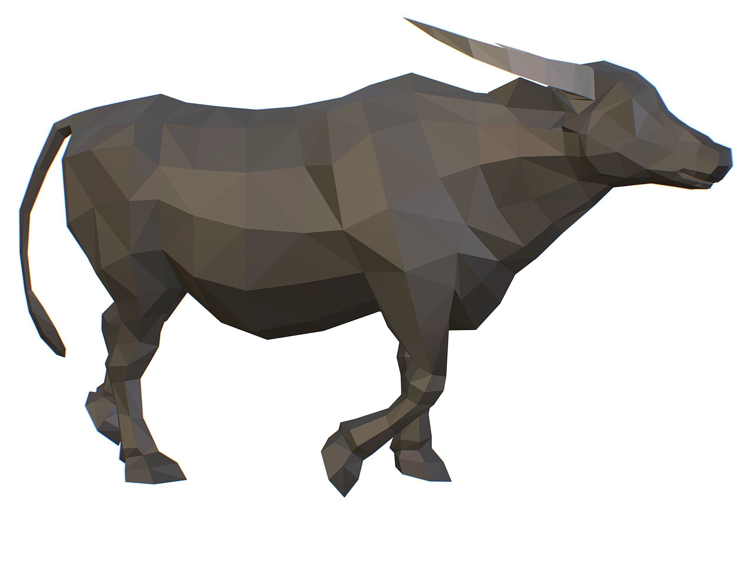 Animated Black Asian Bull Lowpoly Art Style Low-poly 3D model_3