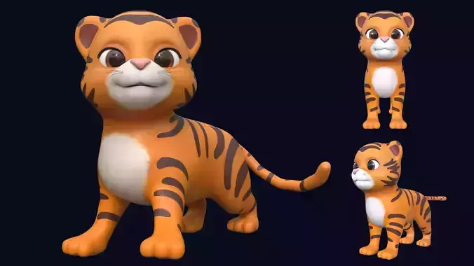 Asset - Cartoons - Animal - Tiger Rigged 3D model 3D model Asset - Cartoons - Animal - Tiger Rigged 3D model 3D model