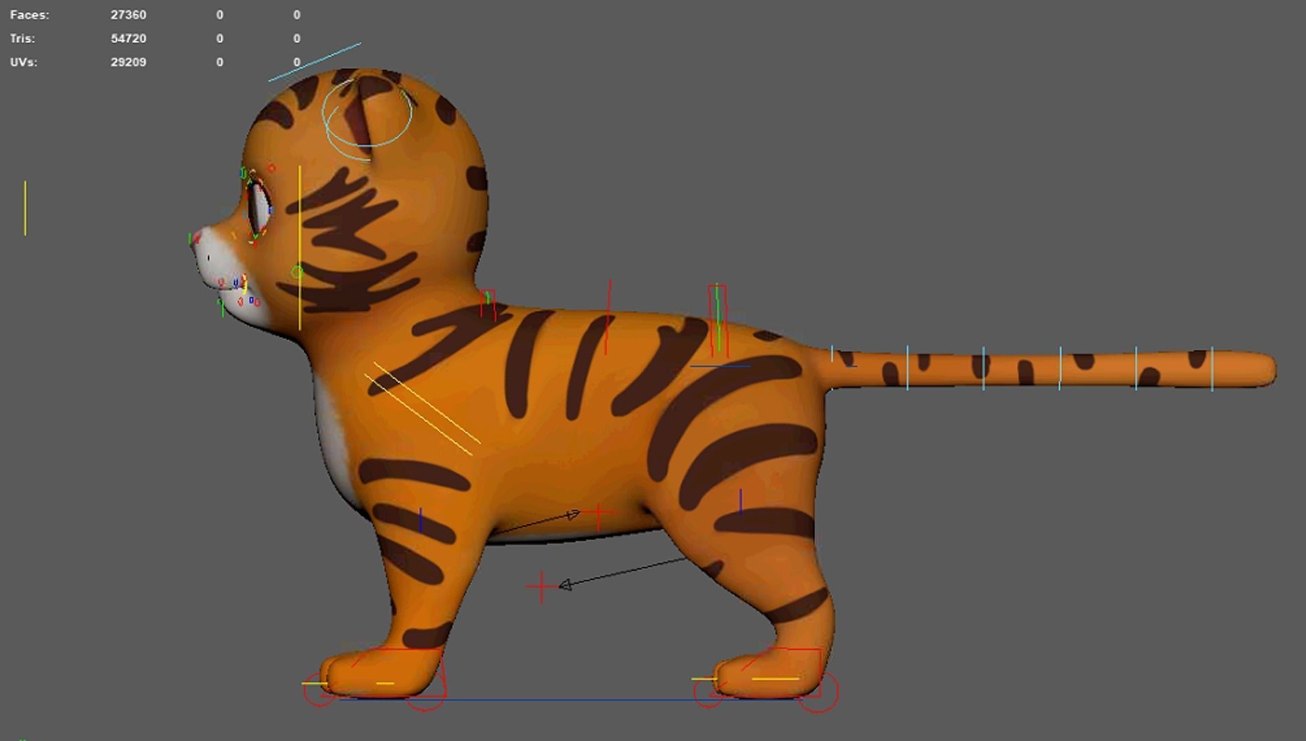 Asset - Cartoons - Animal - Tiger Rigged 3D model 3D model_3