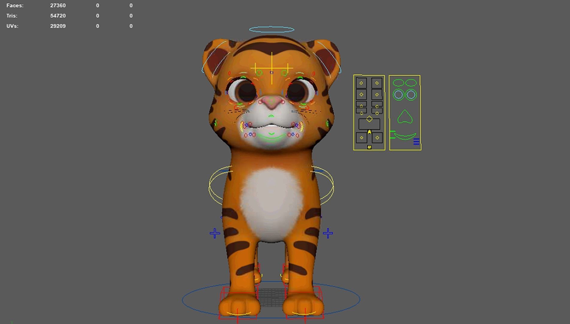 Asset - Cartoons - Animal - Tiger Rigged 3D model 3D model_2