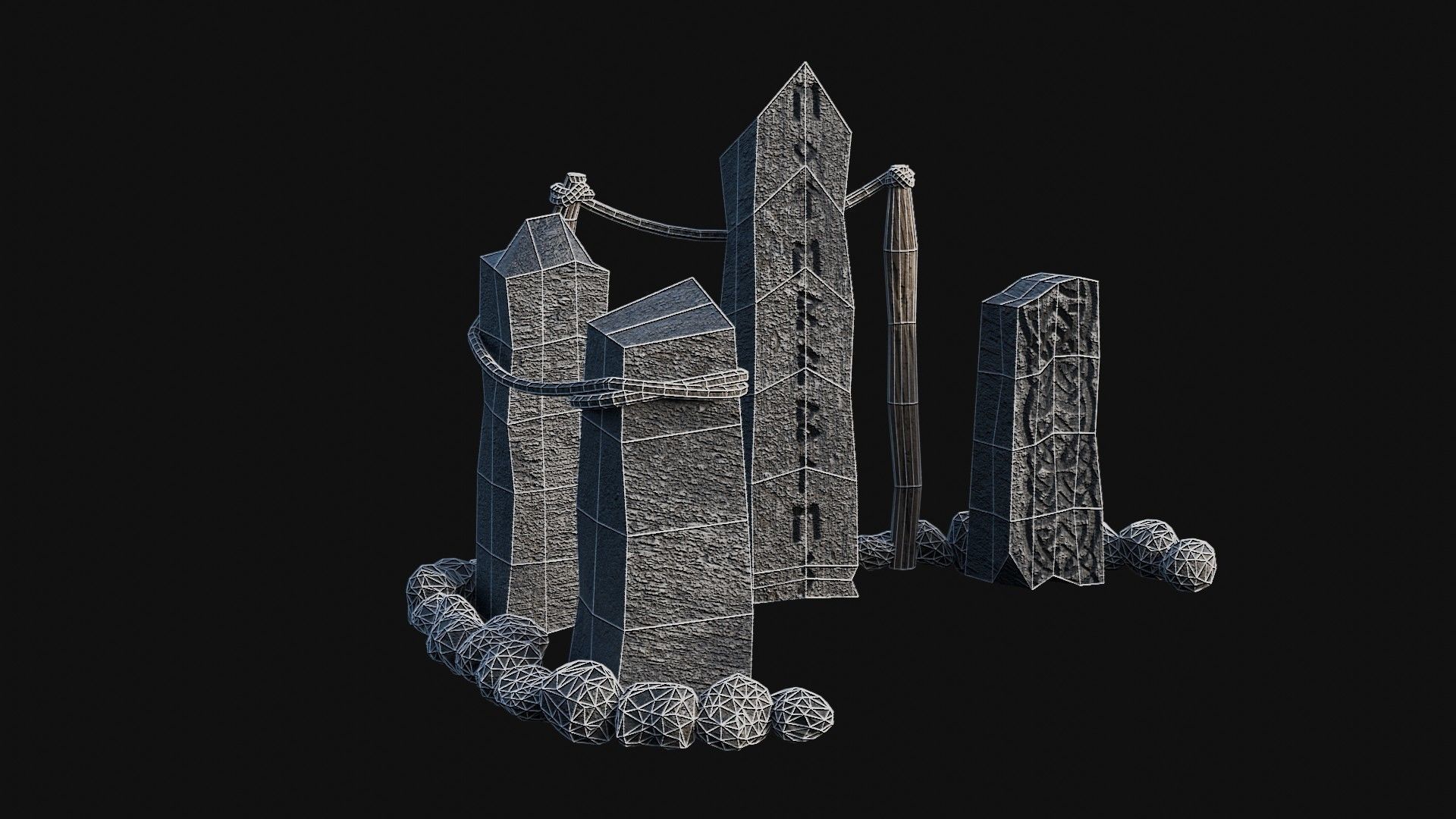 VIKING NORSE ROCK STONE STRUCTURES TOTEMS SYMBOL COLLECTION AAA Low-poly 3D model_36