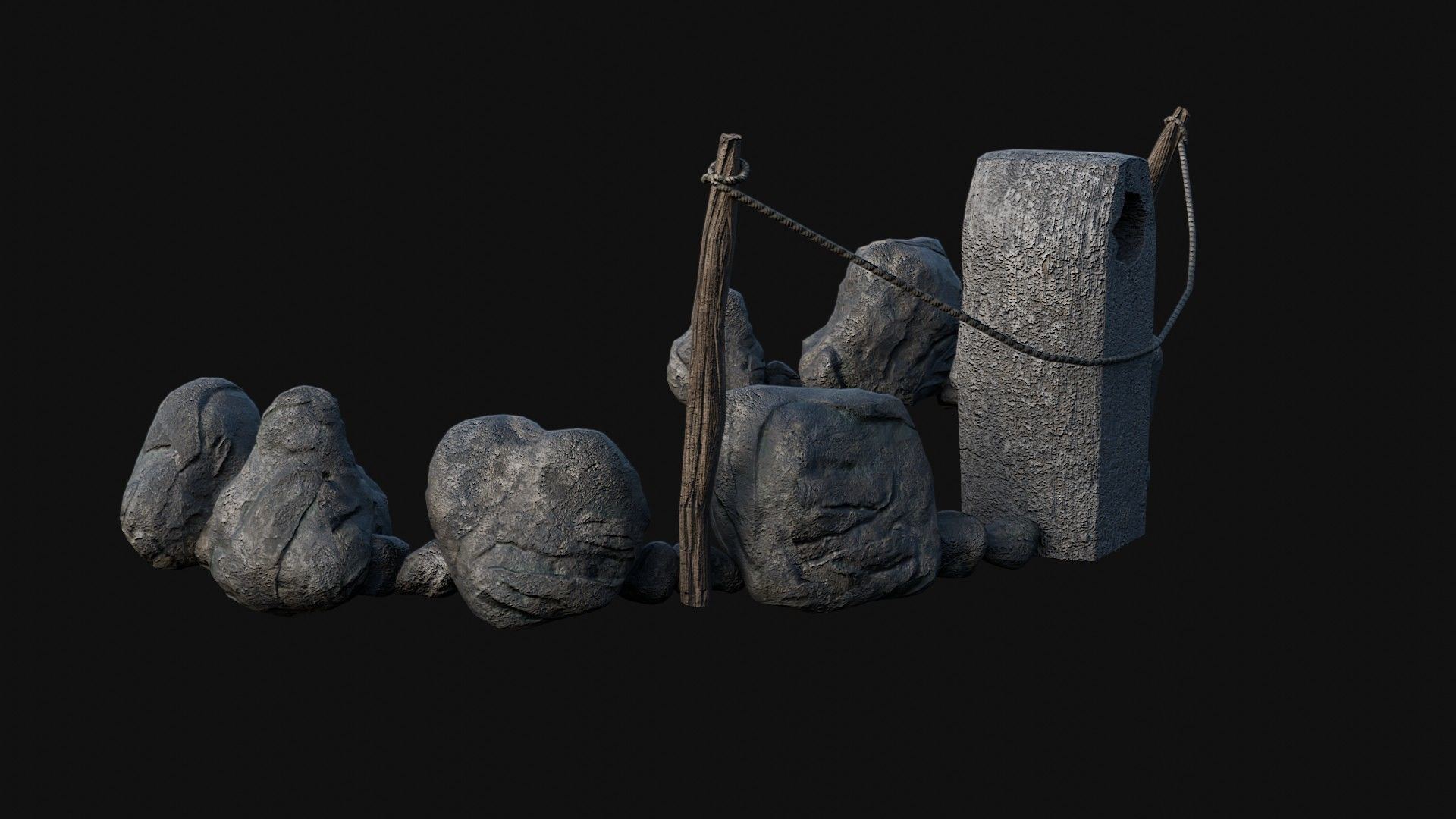 VIKING NORSE ROCK STONE STRUCTURES TOTEMS SYMBOL COLLECTION AAA Low-poly 3D model_50