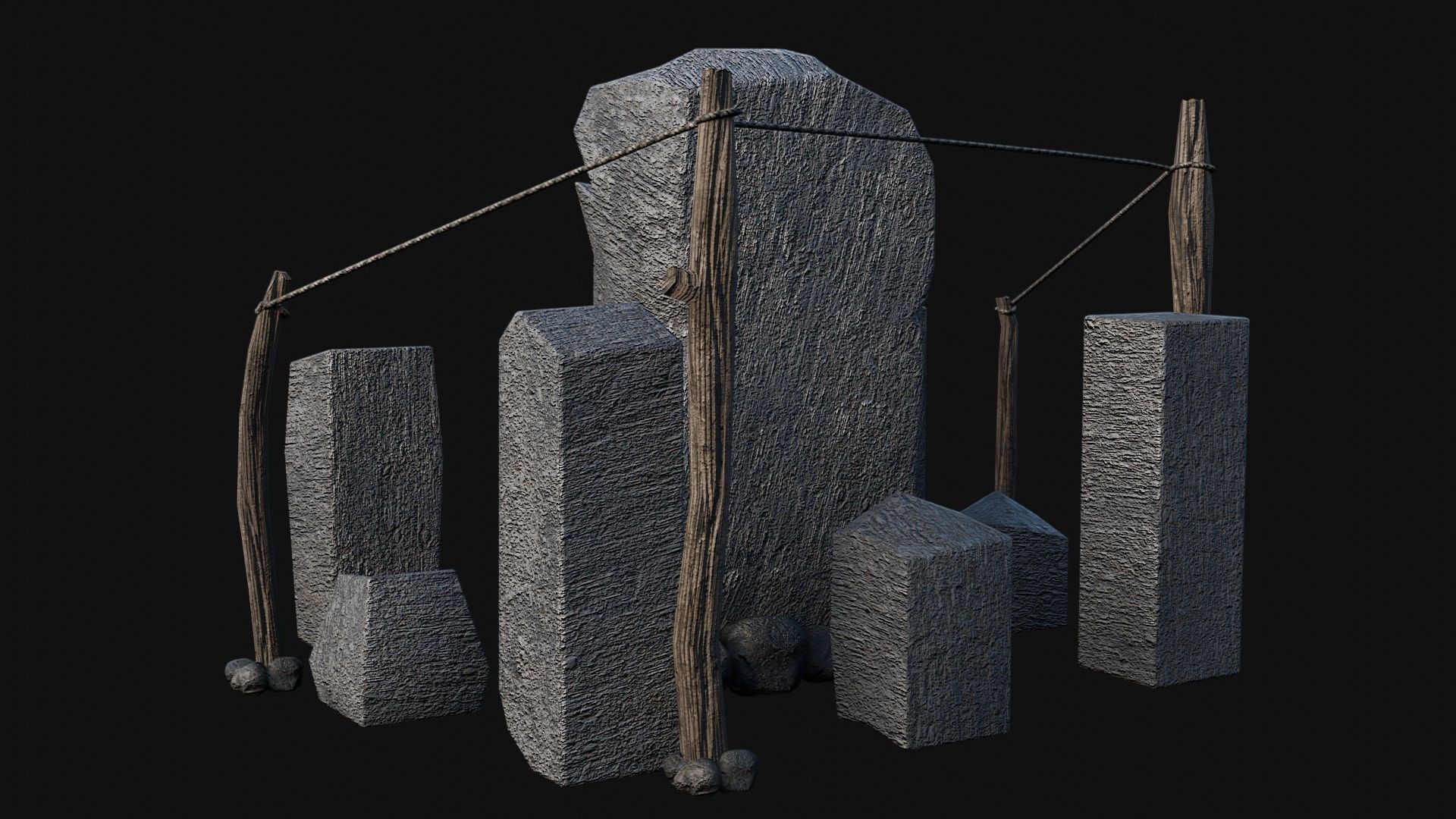 VIKING NORSE ROCK STONE STRUCTURES TOTEMS SYMBOL COLLECTION AAA Low-poly 3D model_20