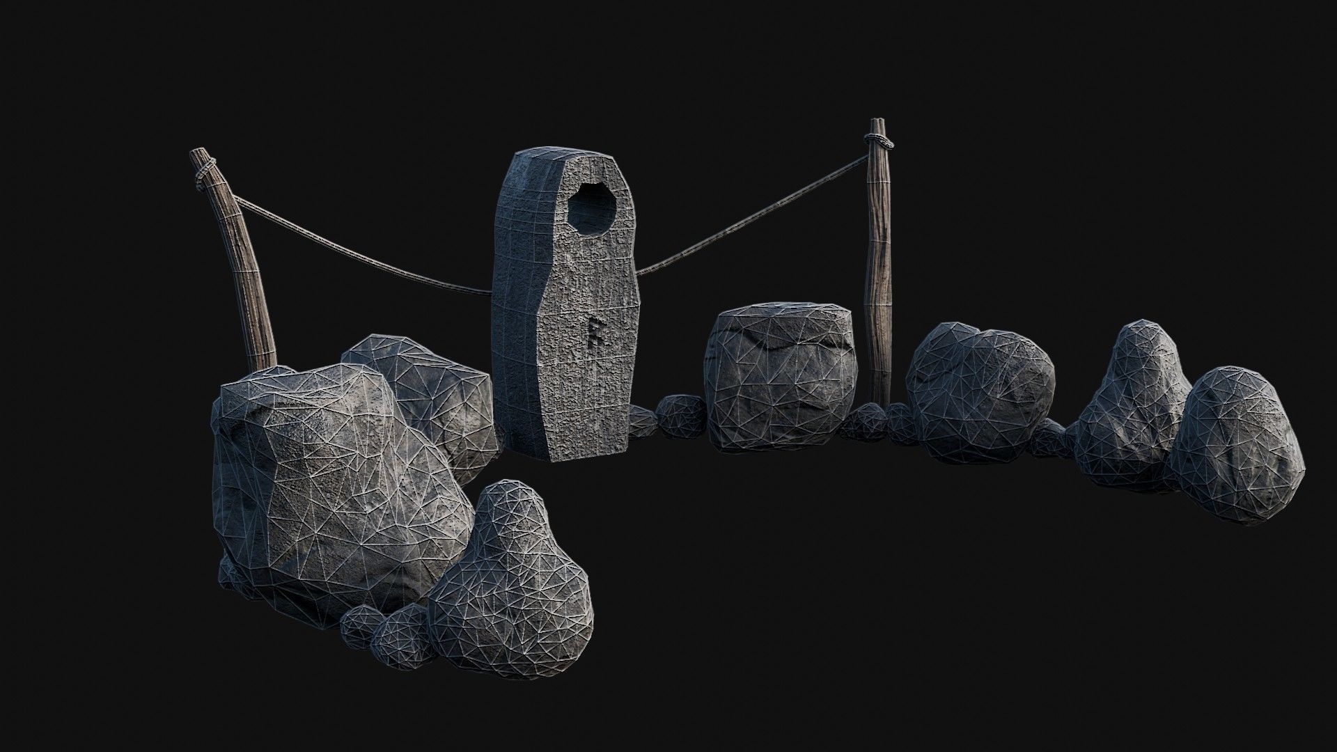 VIKING NORSE ROCK STONE STRUCTURES TOTEMS SYMBOL COLLECTION AAA Low-poly 3D model_54