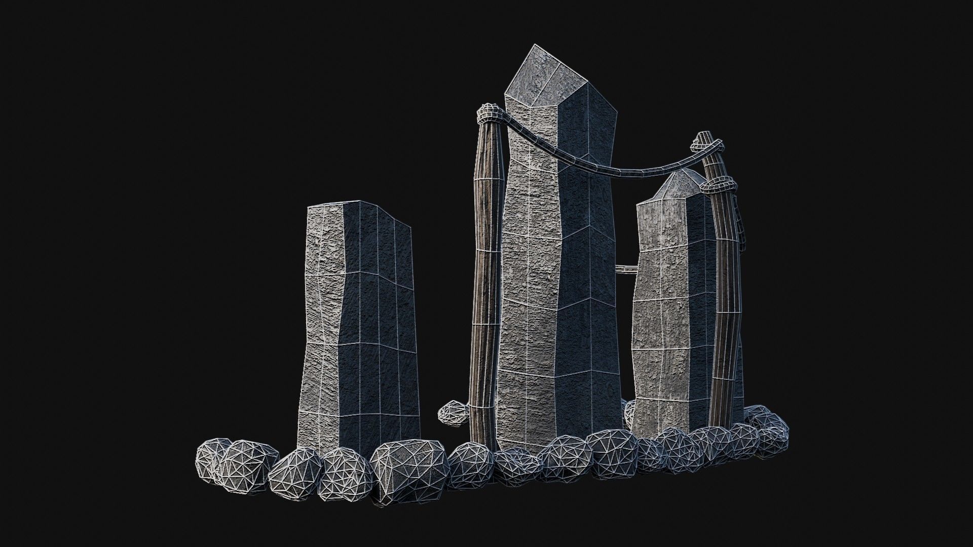 VIKING NORSE ROCK STONE STRUCTURES TOTEMS SYMBOL COLLECTION AAA Low-poly 3D model_35