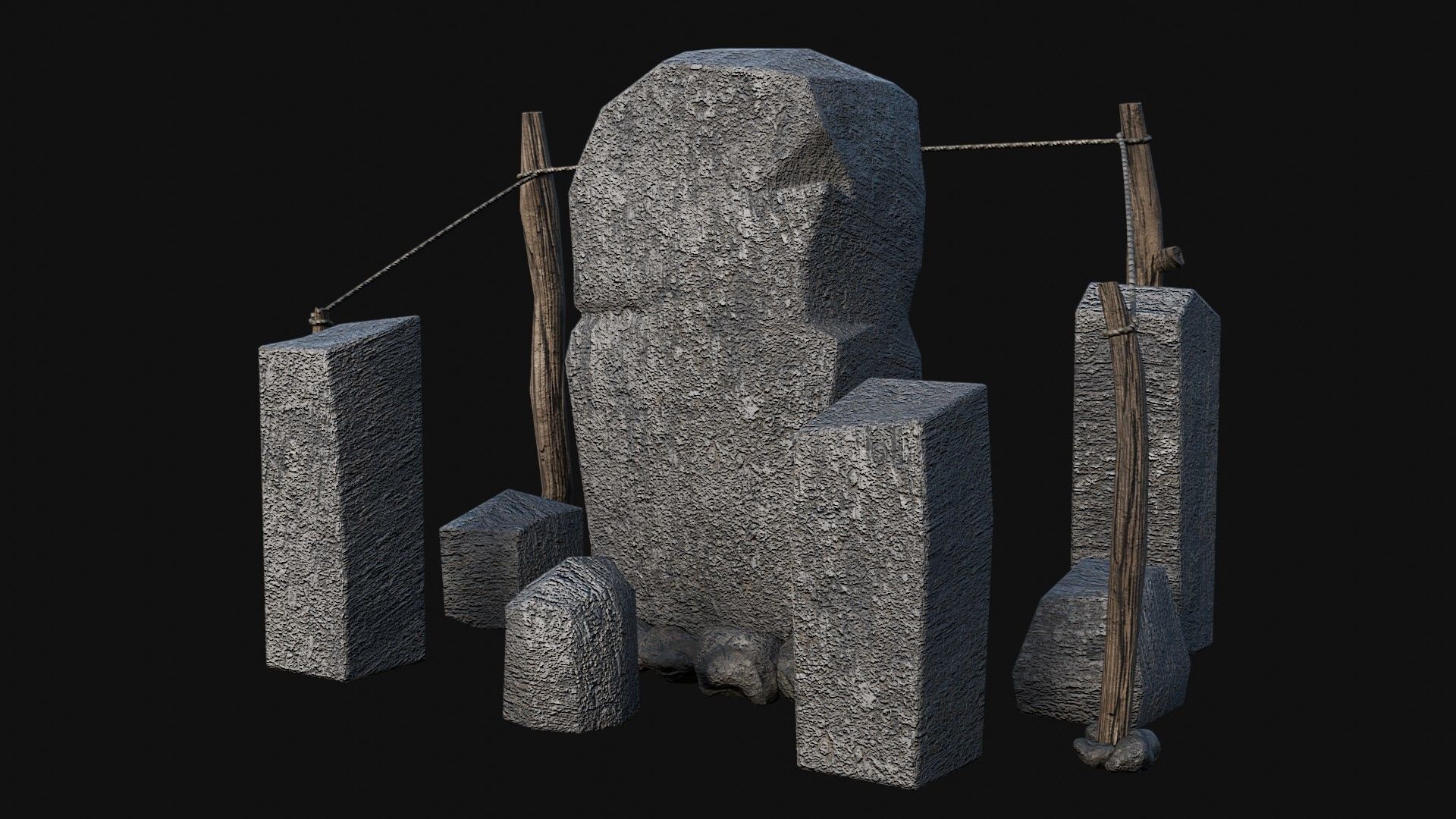 VIKING NORSE ROCK STONE STRUCTURES TOTEMS SYMBOL COLLECTION AAA Low-poly 3D model_19
