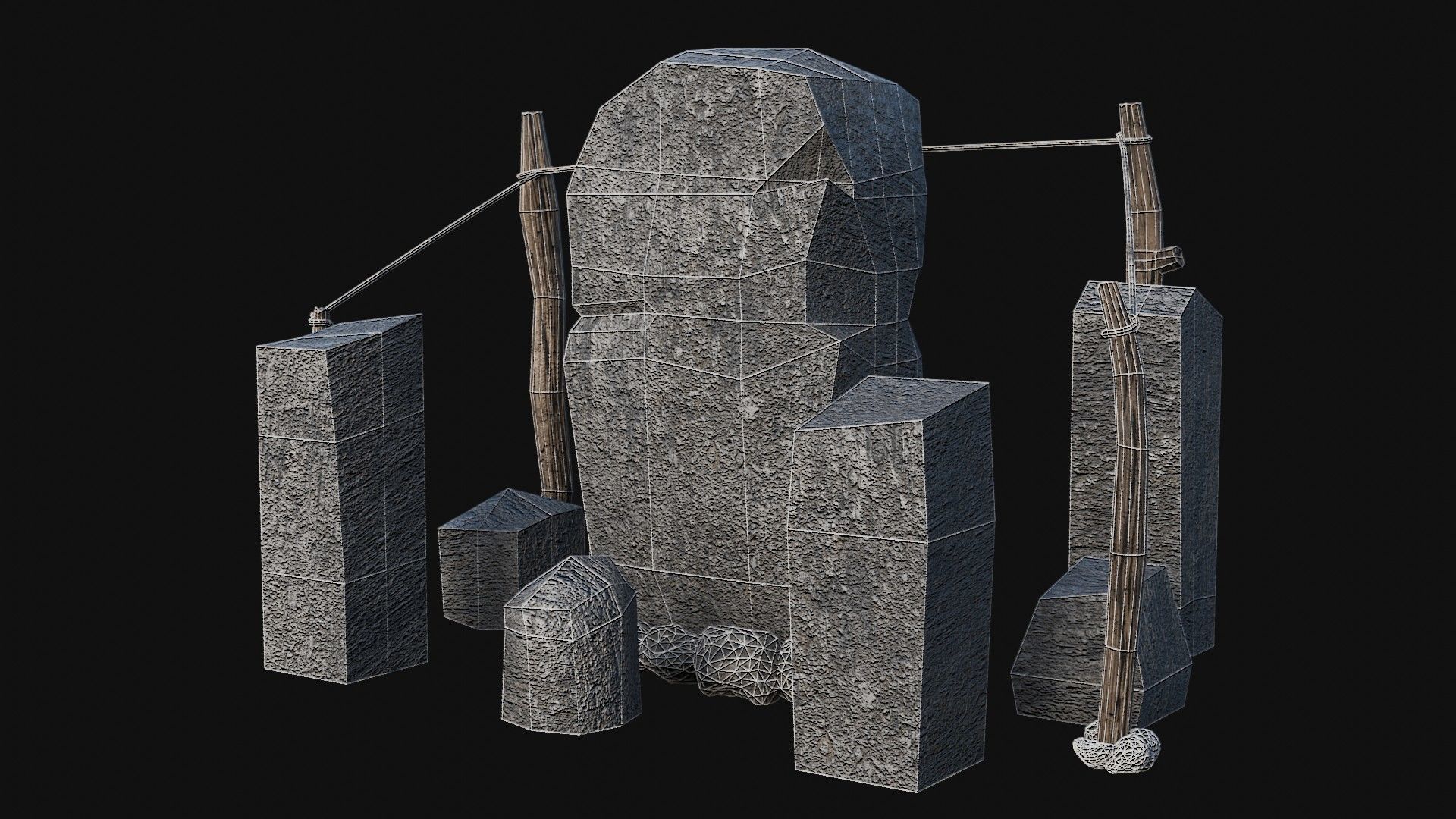 VIKING NORSE ROCK STONE STRUCTURES TOTEMS SYMBOL COLLECTION AAA Low-poly 3D model_22