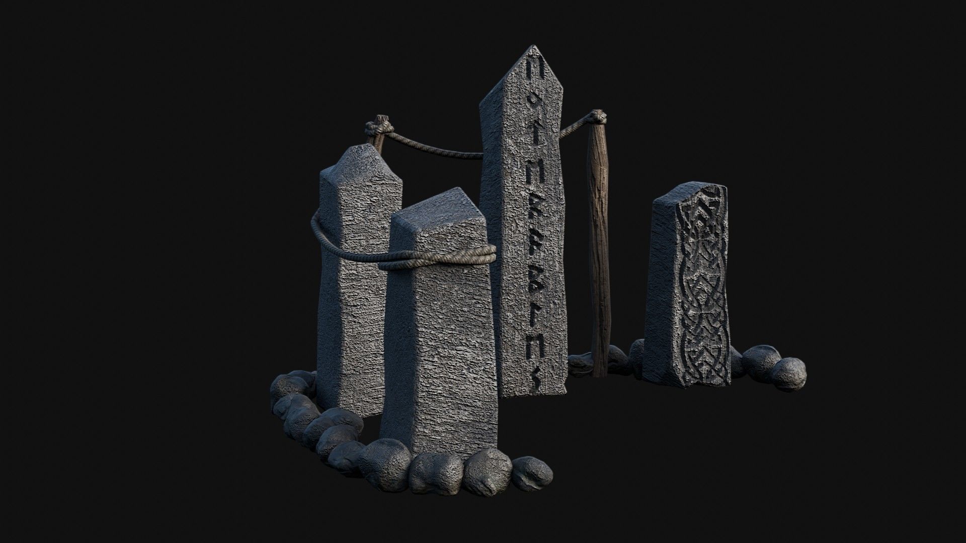 VIKING NORSE ROCK STONE STRUCTURES TOTEMS SYMBOL COLLECTION AAA Low-poly 3D model_33