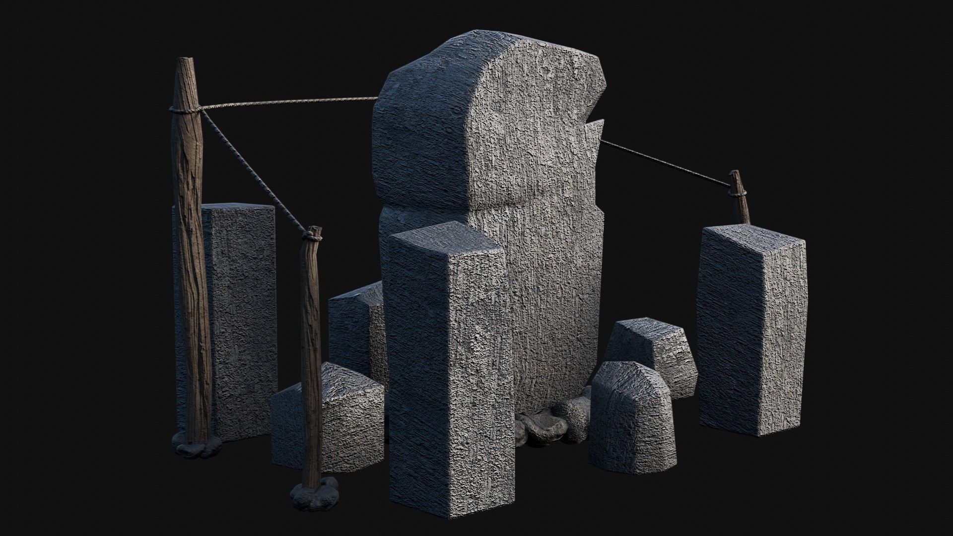 VIKING NORSE ROCK STONE STRUCTURES TOTEMS SYMBOL COLLECTION AAA Low-poly 3D model_21