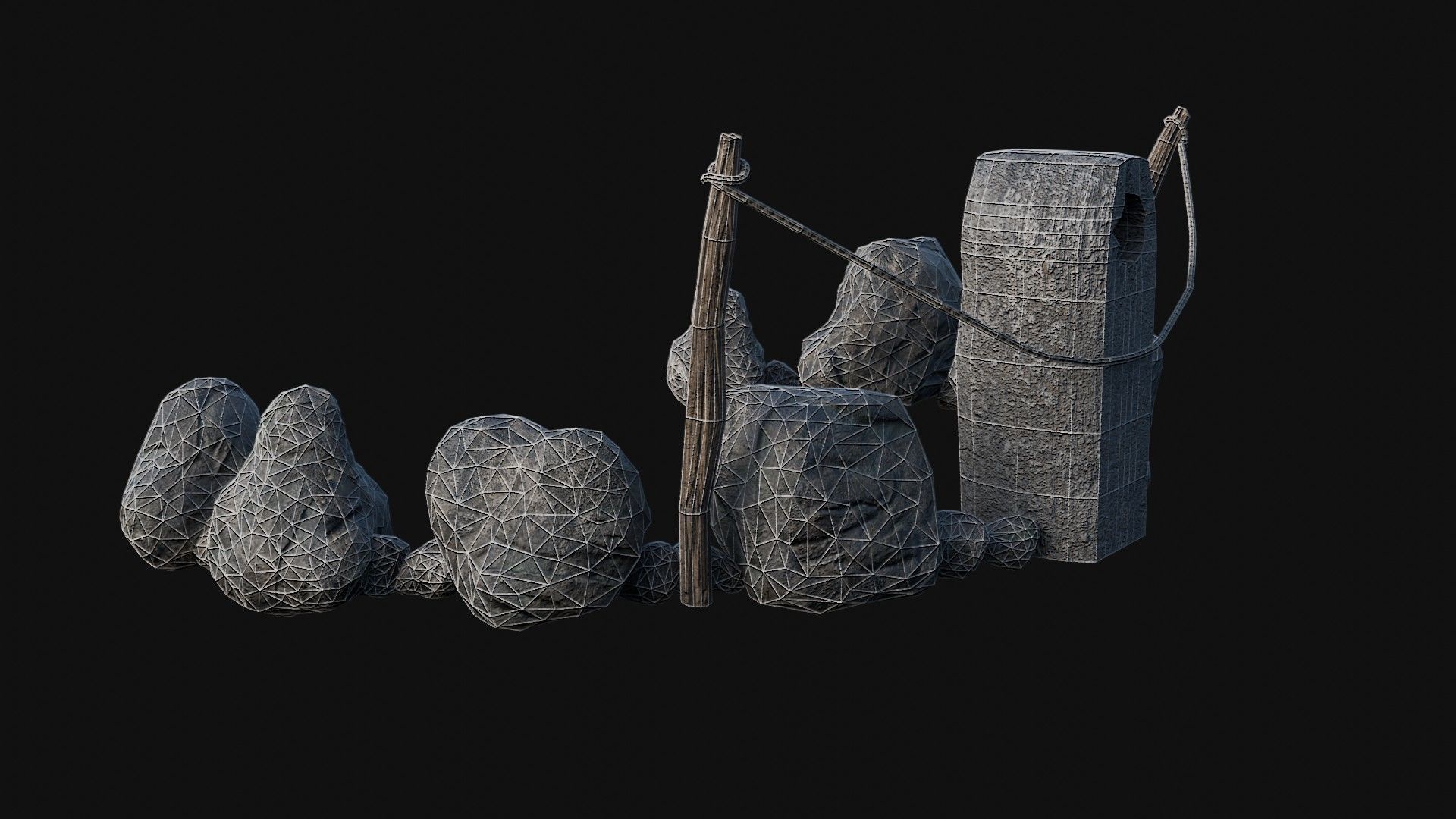 VIKING NORSE ROCK STONE STRUCTURES TOTEMS SYMBOL COLLECTION AAA Low-poly 3D model_53