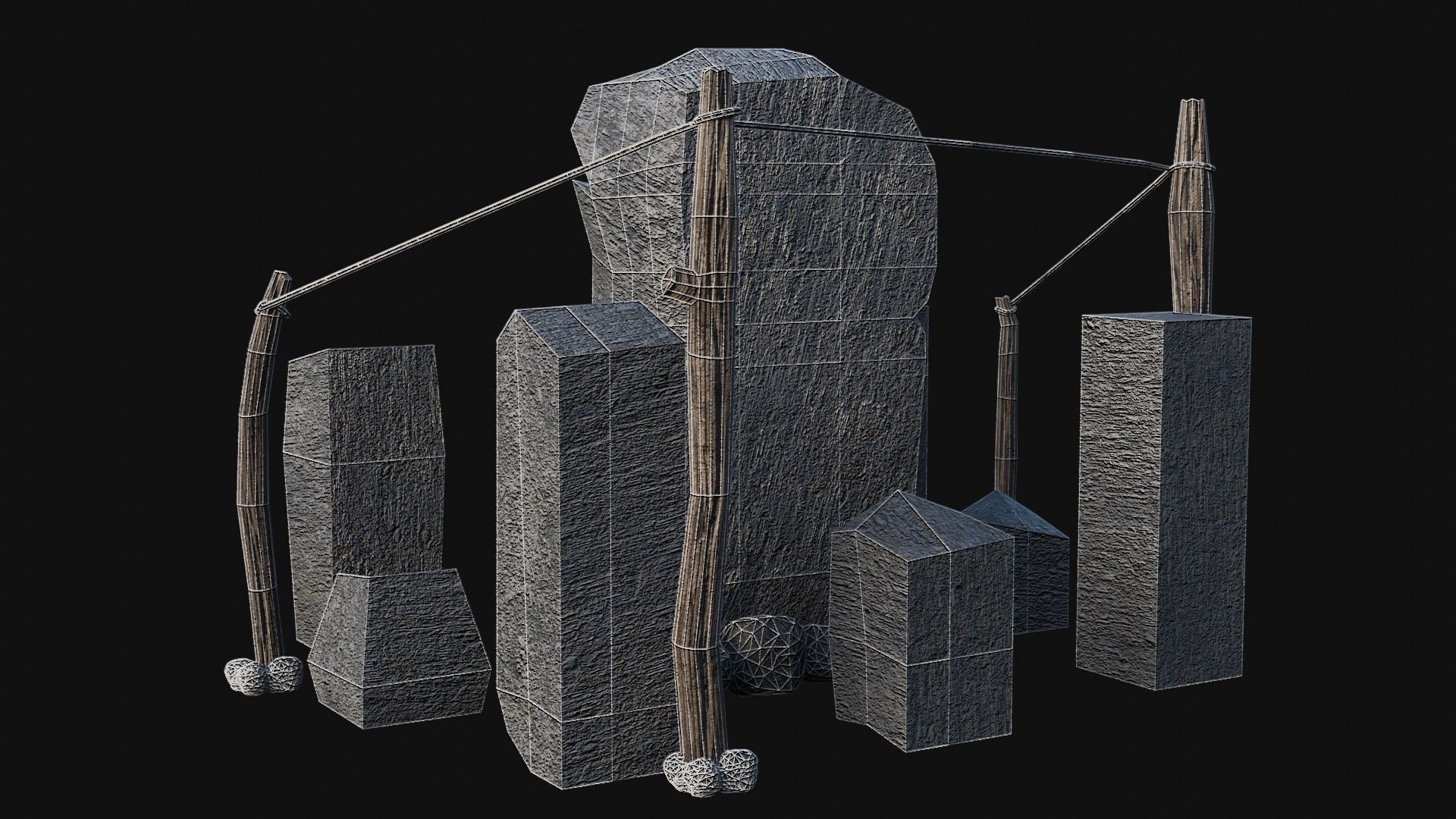 VIKING NORSE ROCK STONE STRUCTURES TOTEMS SYMBOL COLLECTION AAA Low-poly 3D model_23