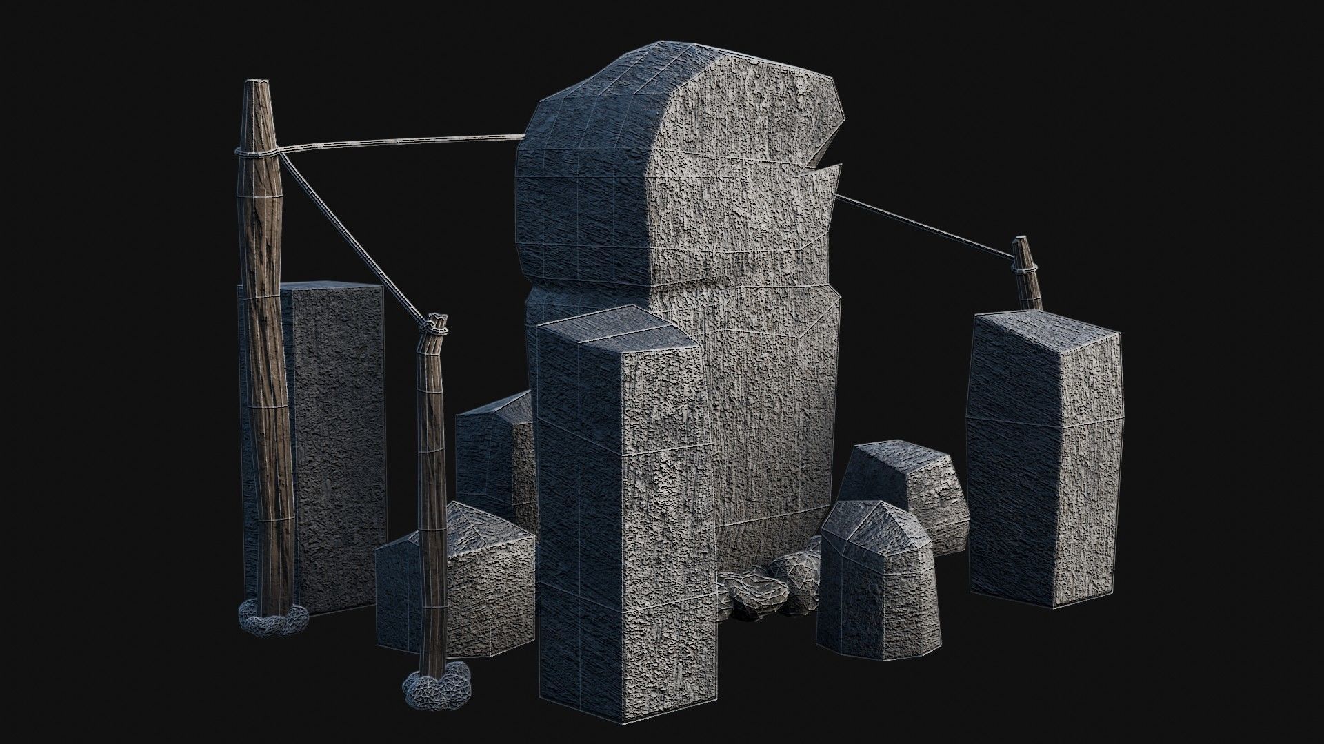 VIKING NORSE ROCK STONE STRUCTURES TOTEMS SYMBOL COLLECTION AAA Low-poly 3D model_24